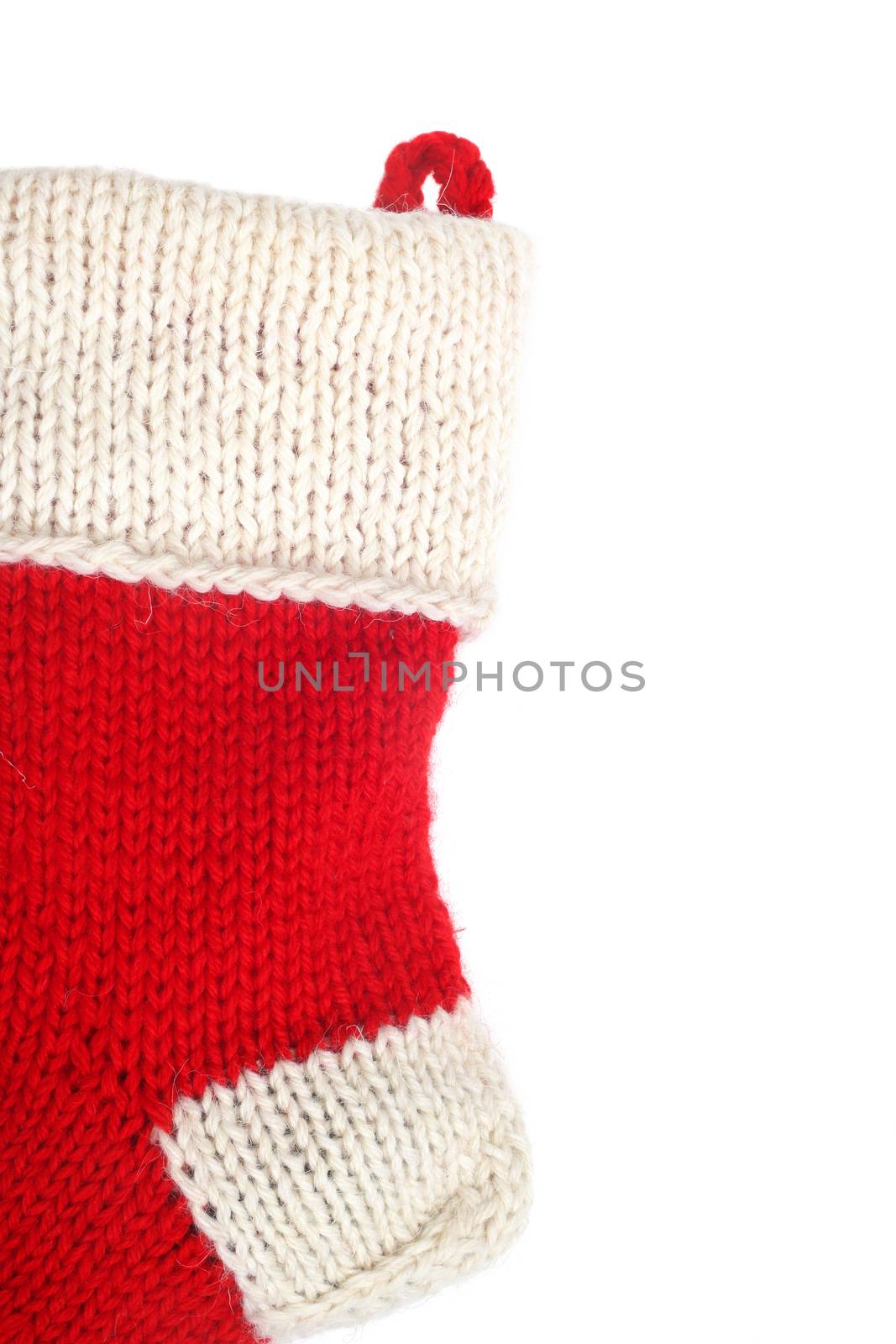 Red Christmas sock isolated on white background