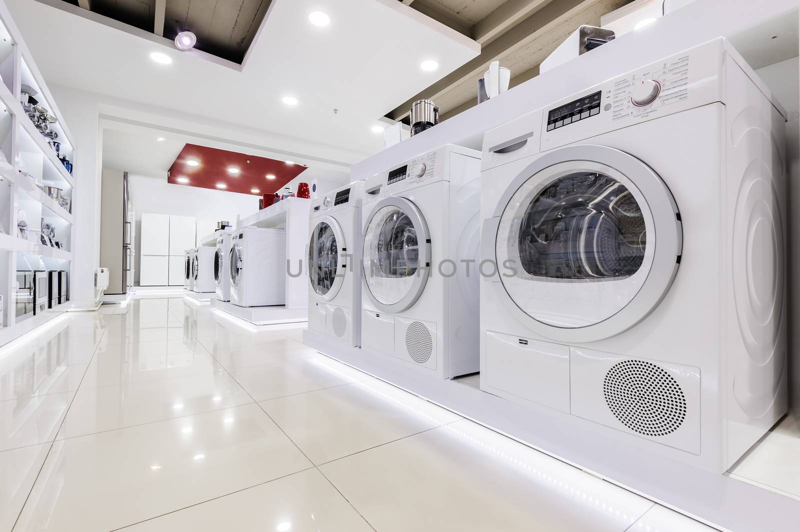 Washing machines, refrigerators and other home related appliance or equipment in the retail store showroom