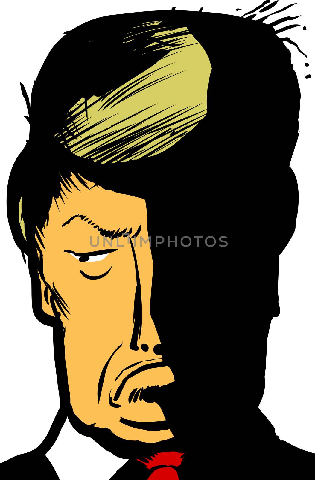 Caricature portrait of Donald Trump pouting by TheBlackRhino