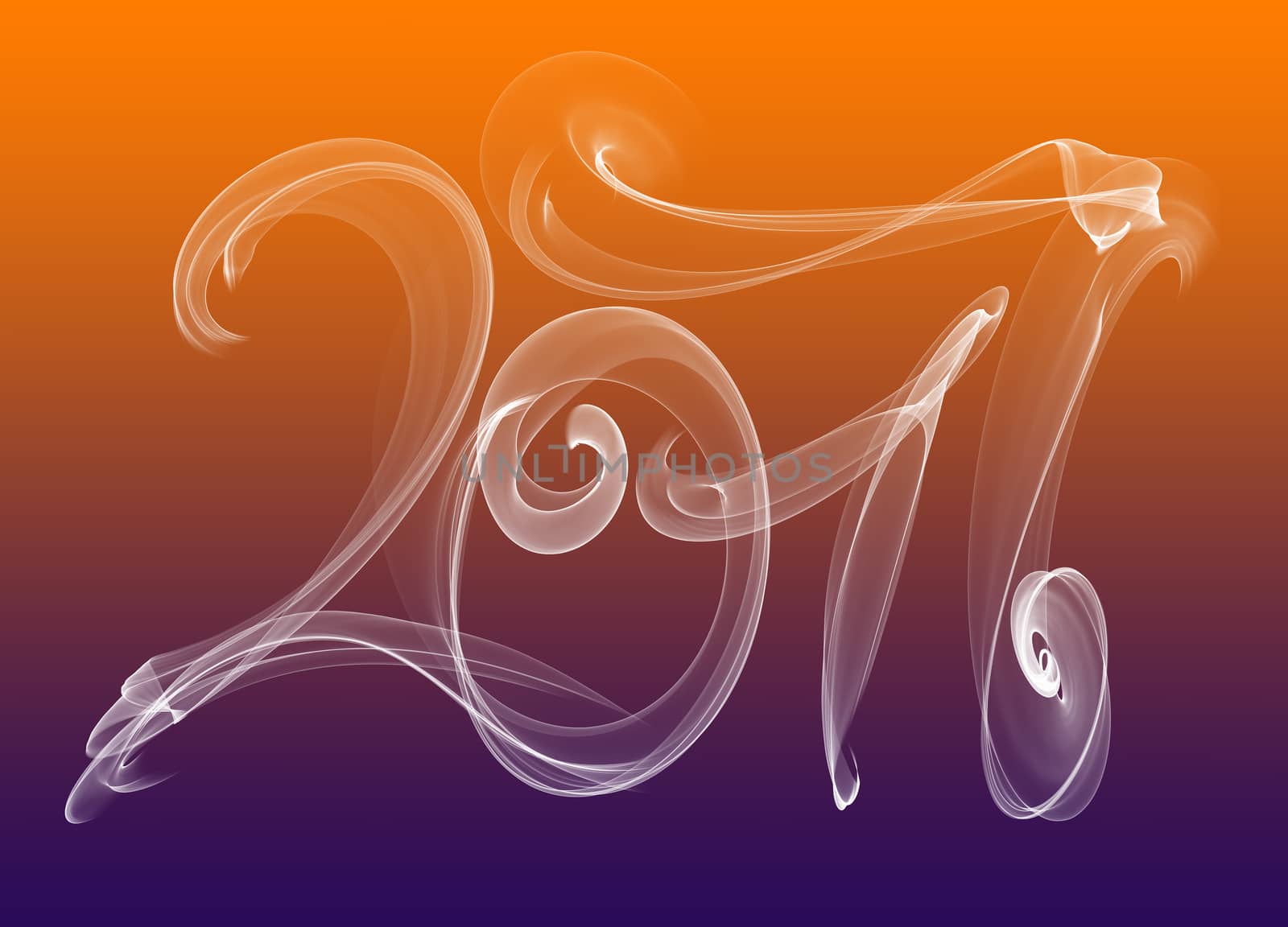 2017 isolated numbers written with white smoke or flame light on colorful background by skrotov