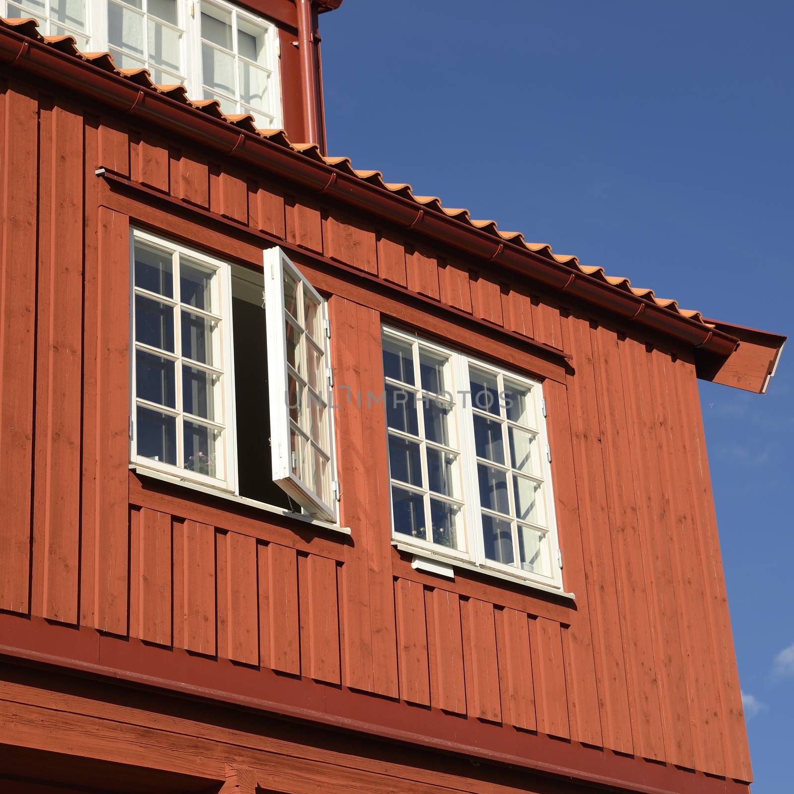 Traditional Swedish wooden facade.