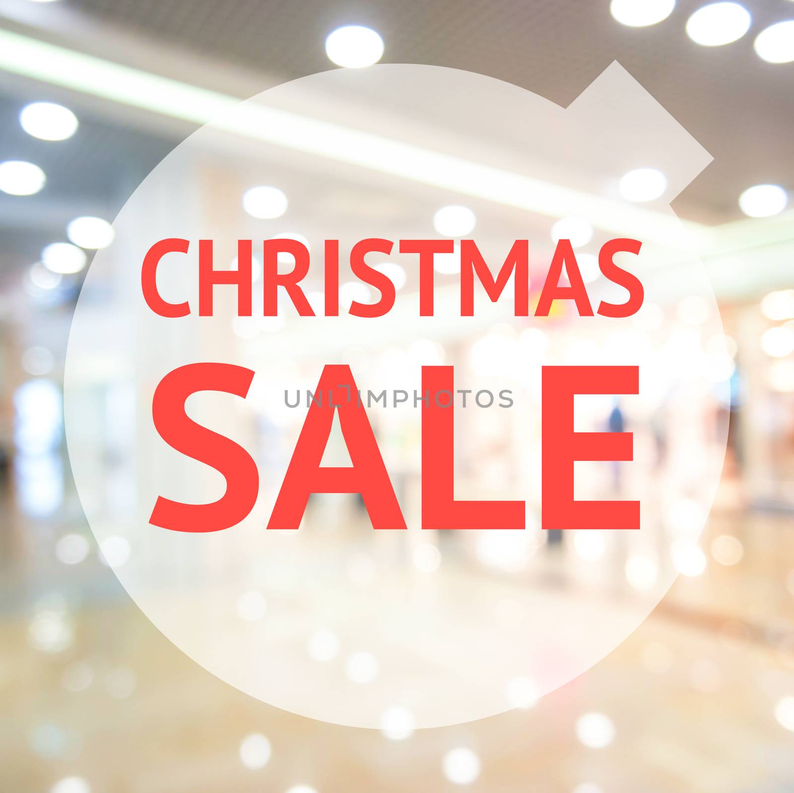 Christmas season sale sign over blurred background by fascinadora