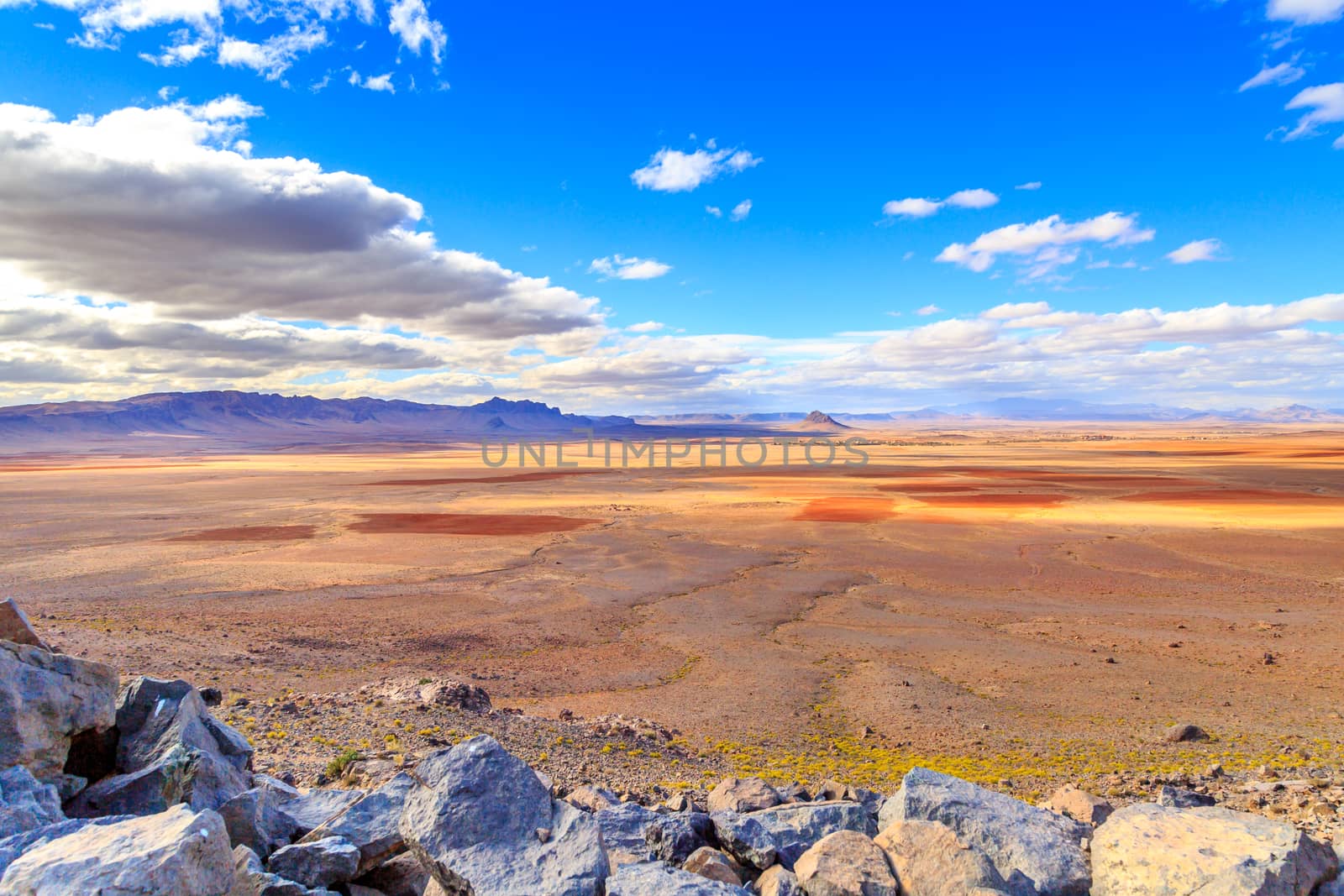 Beautiful Moroccan Mountain landscape in desert with blue sky