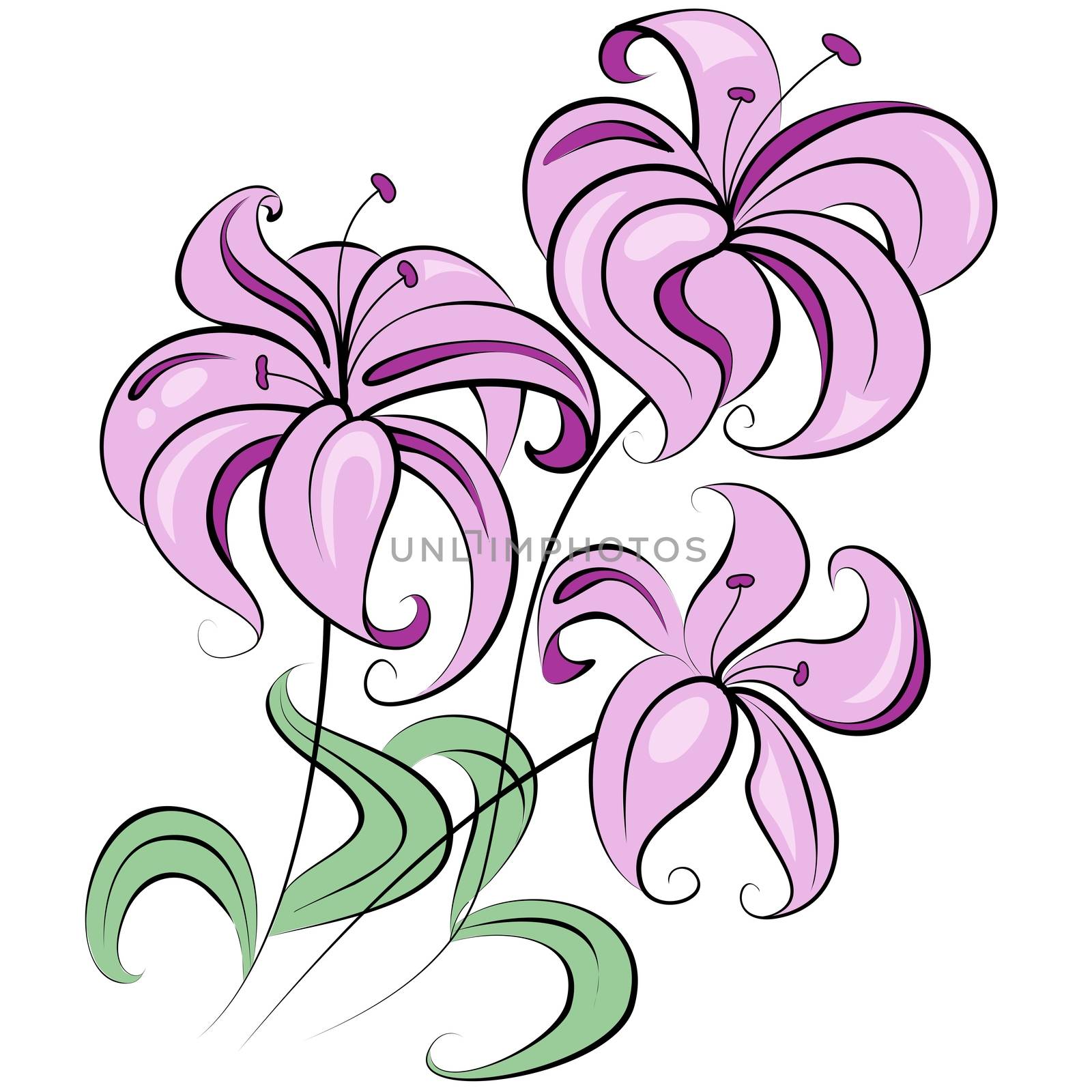 Illustration - stylized bouquet of flowers similar to lily by Madhourse