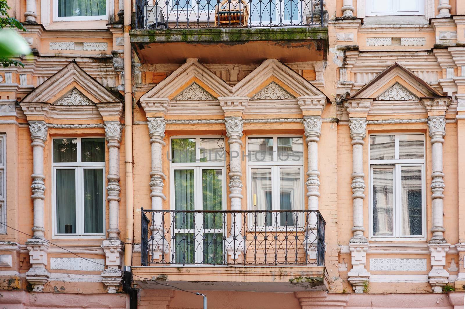 historic architectural building in old city with windows.