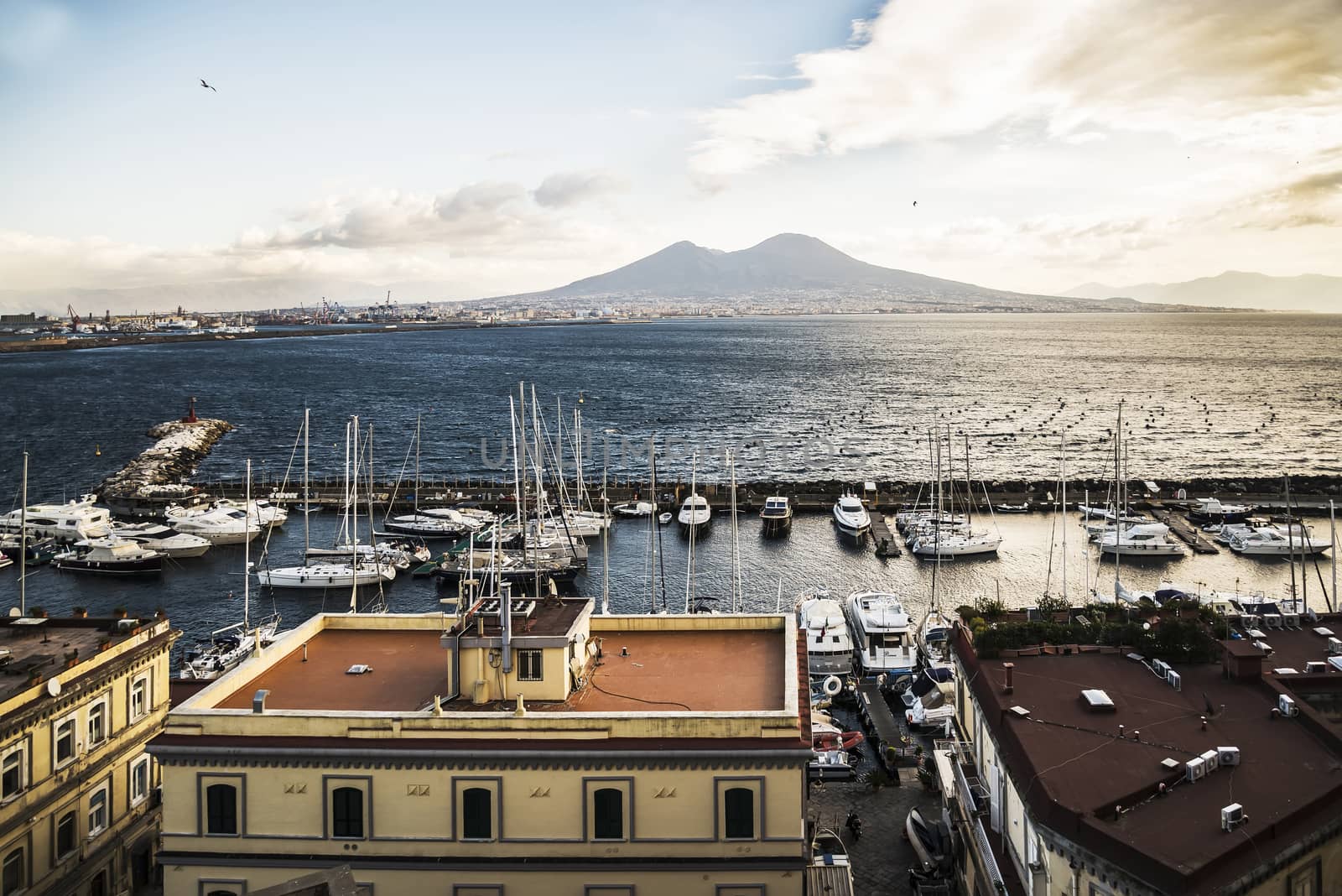 view of the city of Naples and its coastline, Italy