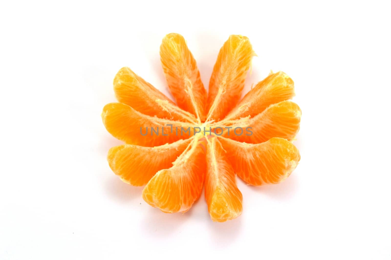 Range of tangerine shares on a white background