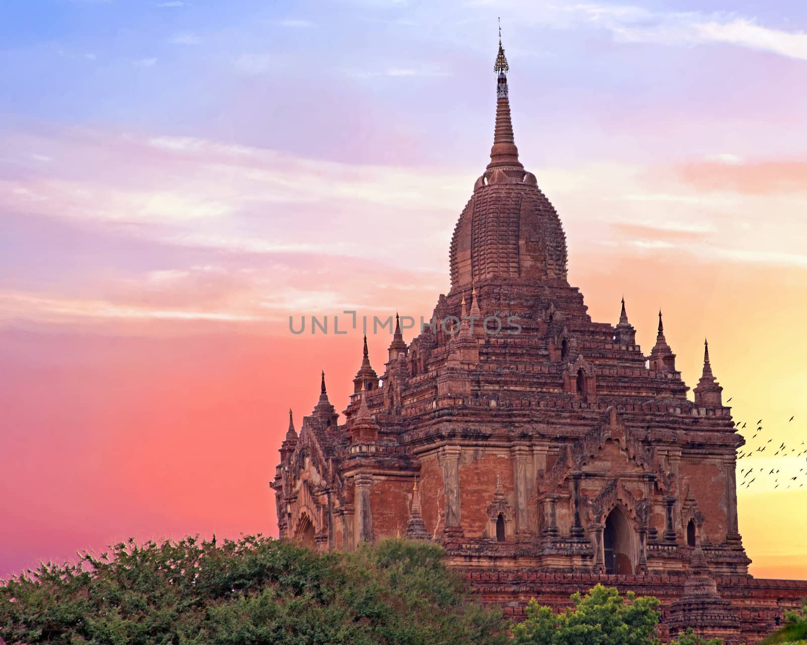 The Sulamani Temple in Bagan, Myanmar at sunset