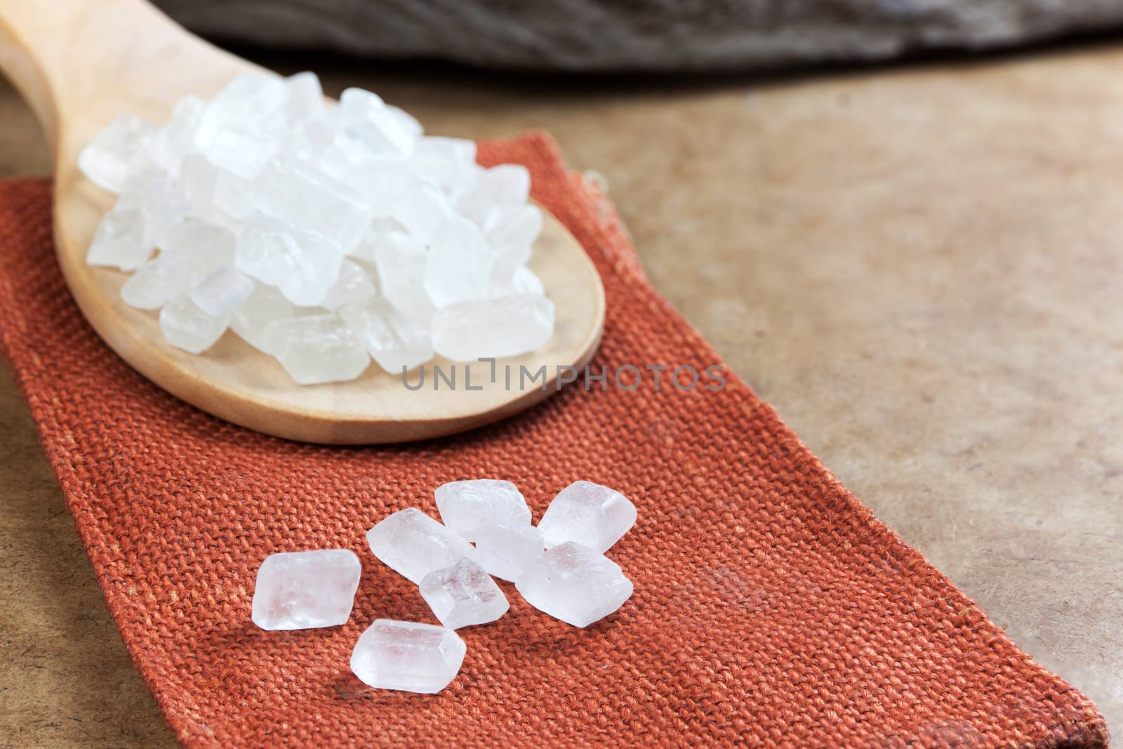 Best quality Natural rock sugar for special recipe of food and beverages. selective front focus.