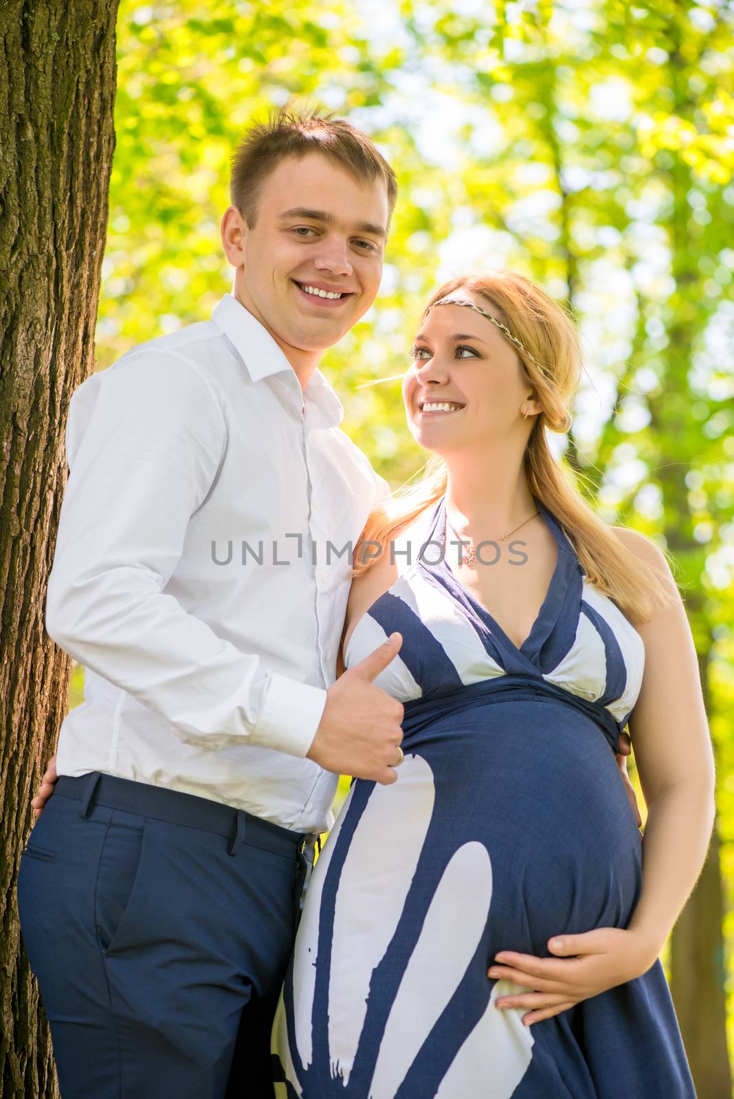 young beautiful couple waiting for the birth of a child
