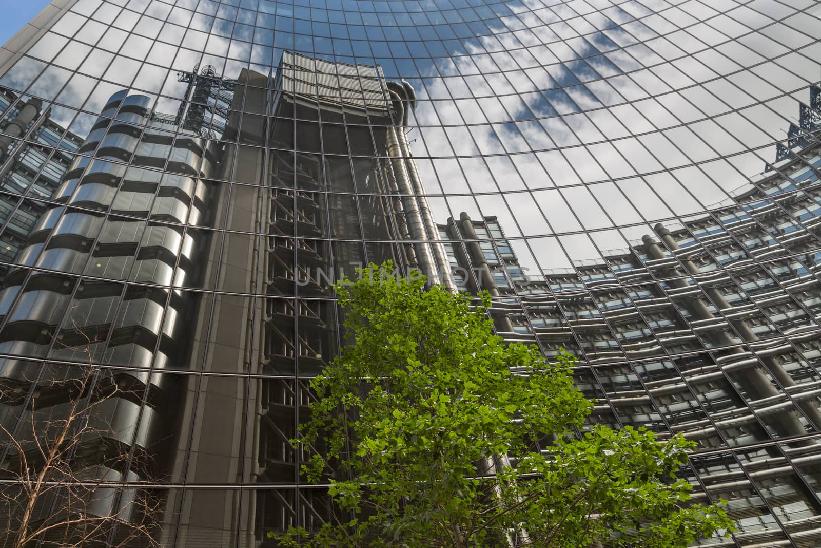 Business and Financial District of London - reflecting buildings in buildings