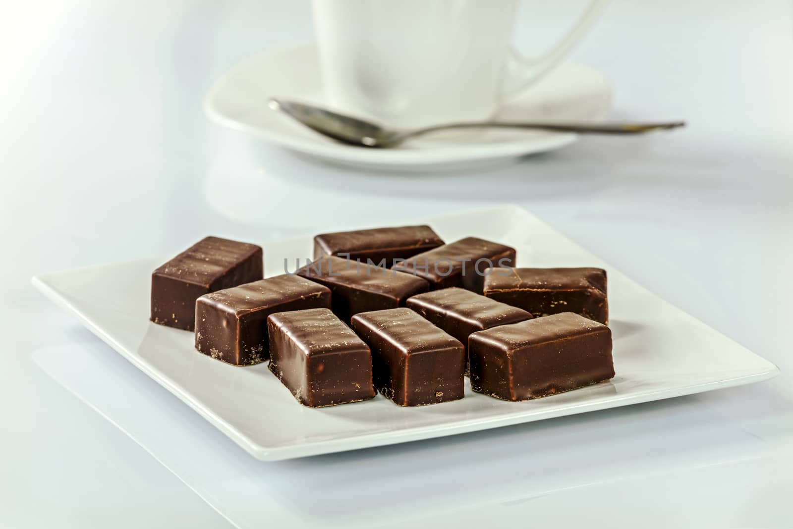 Appetizing chocolates with coffee by wdnet_studio