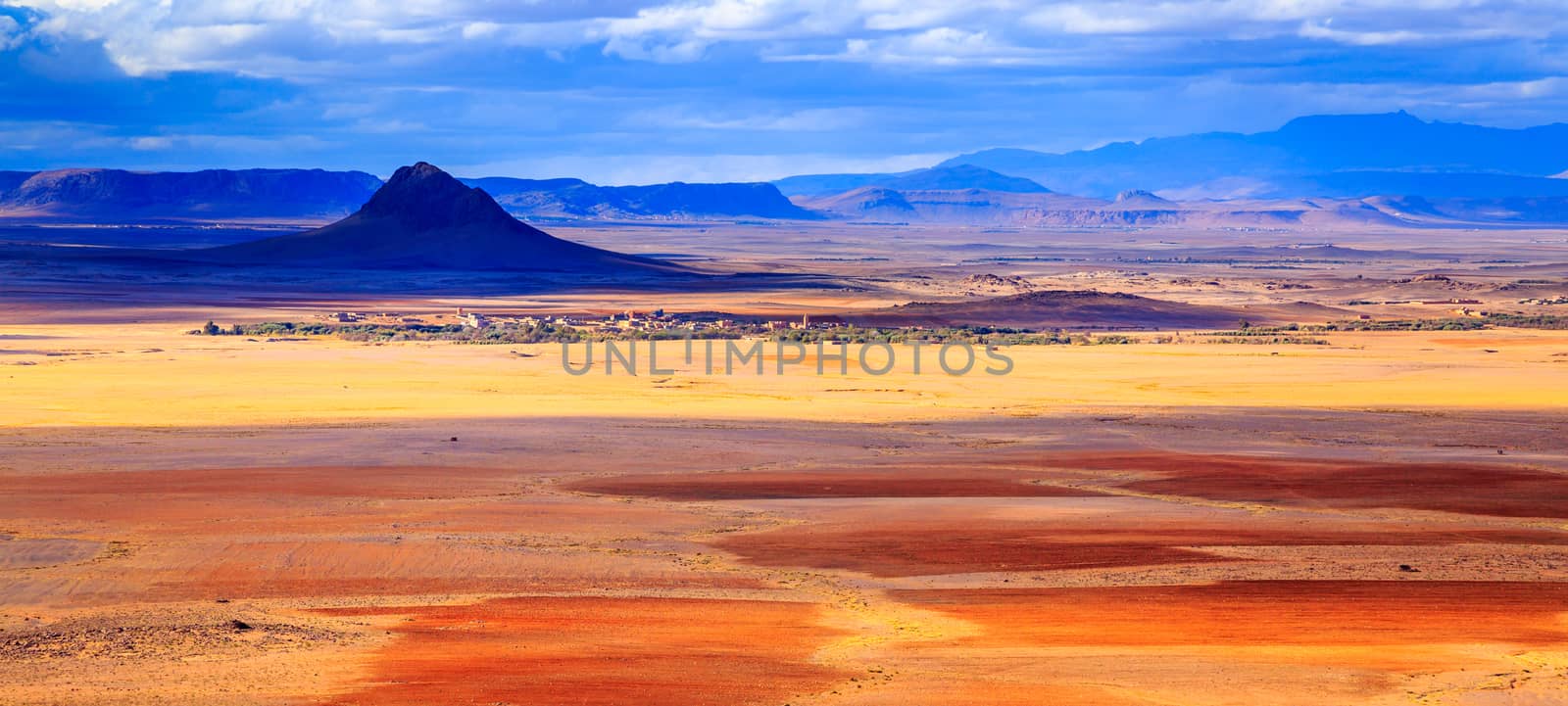 coloreful panoramic moroccan mountain landscape in desert