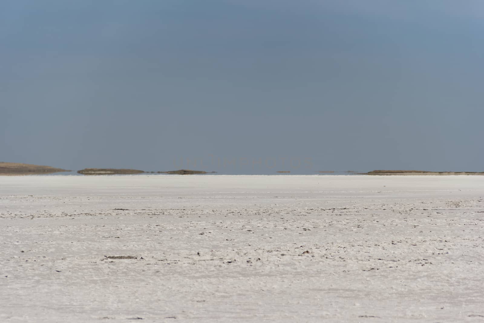 Salt dry and cracked lake at Dzhankoy in Russia