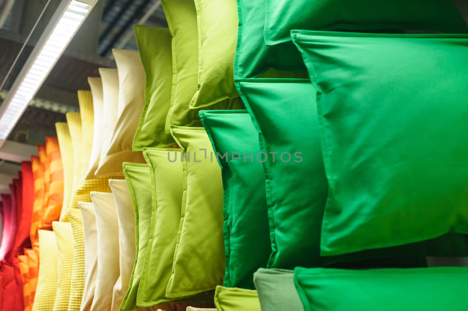colorful cushions on shelves showcases background texture
