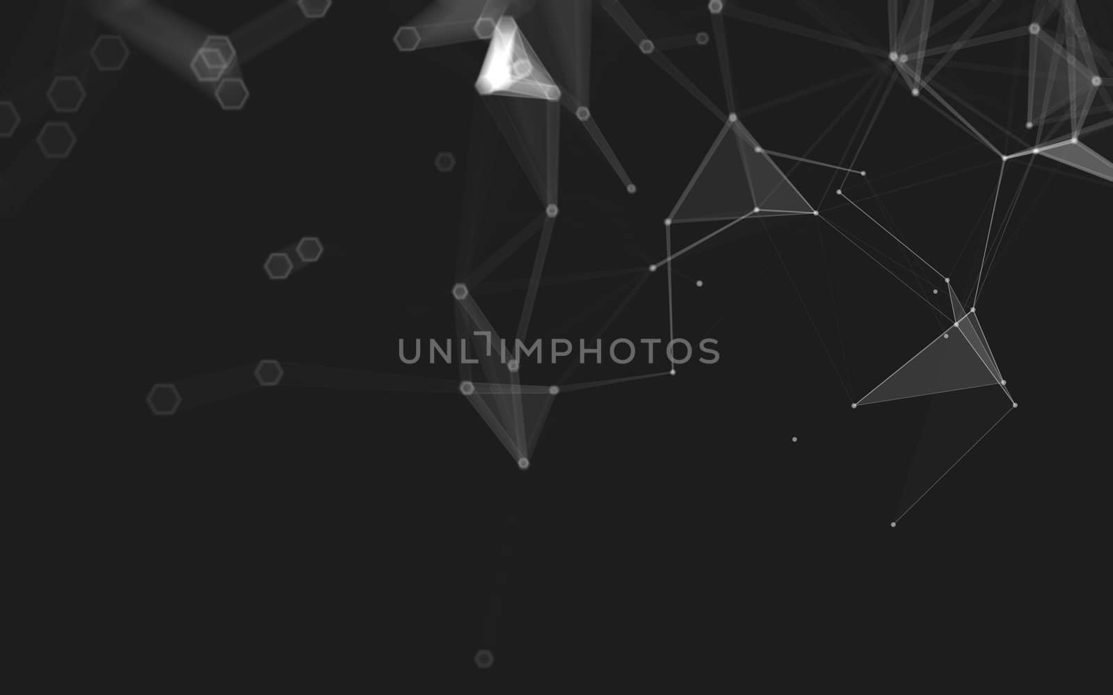 Abstract polygonal space low poly dark background with connecting dots and lines. Connection structure. 3d rendering