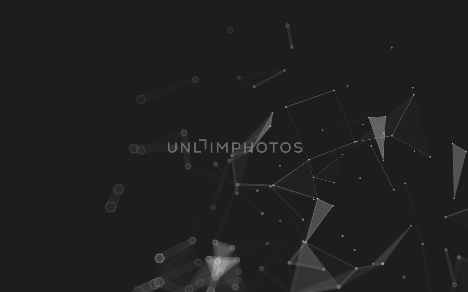 Abstract polygonal space low poly dark background with connecting dots and lines. Connection structure. 3d rendering