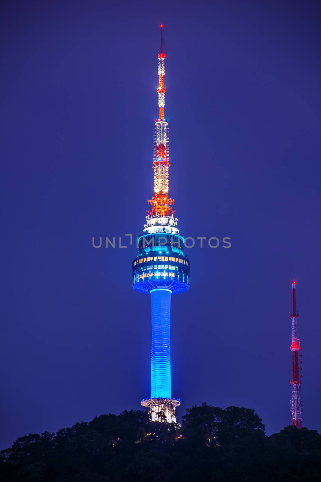 Seoul tower at night in Seoul, South Korea. by gutarphotoghaphy