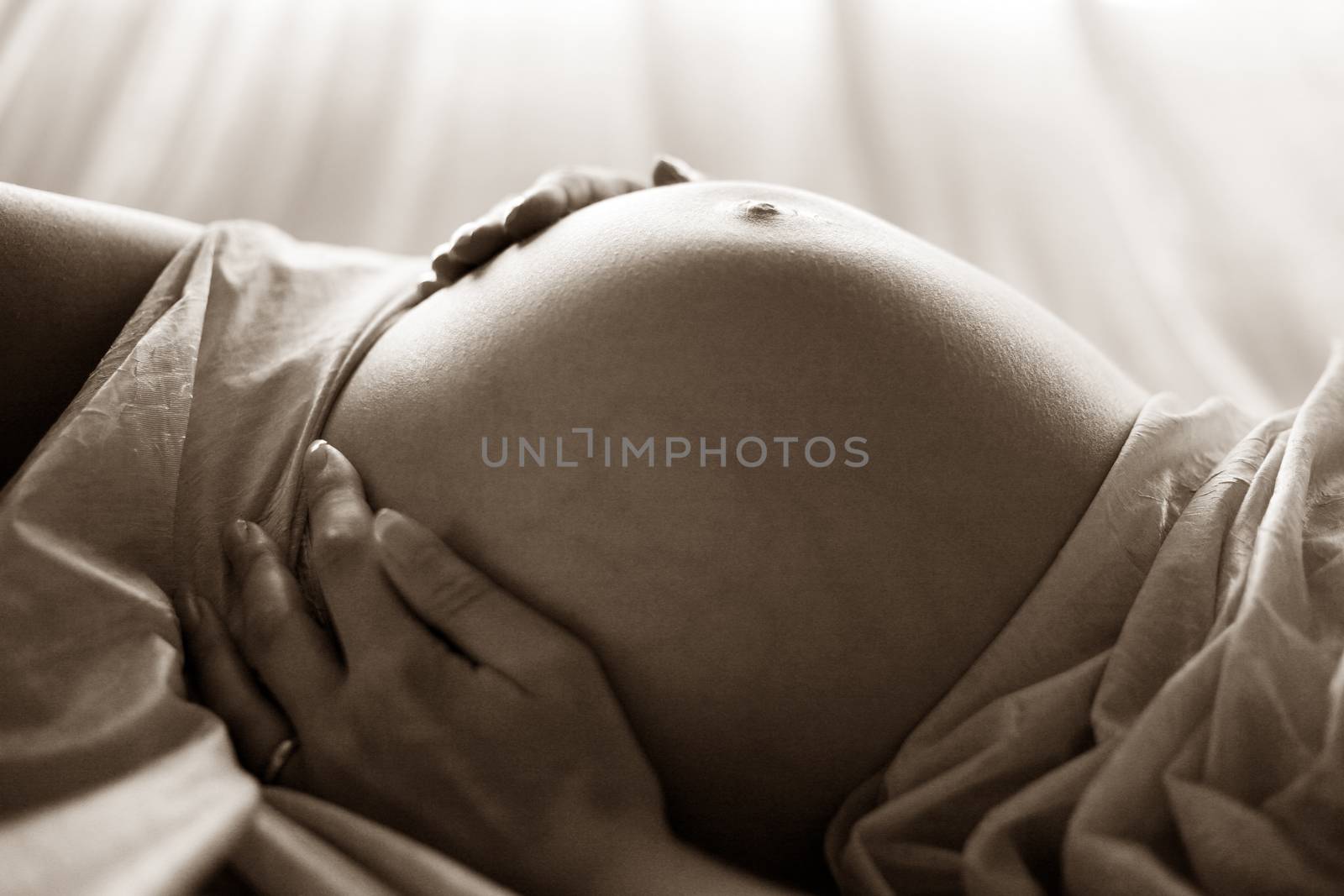 The pregnant woman on the ninth month. The girl was born