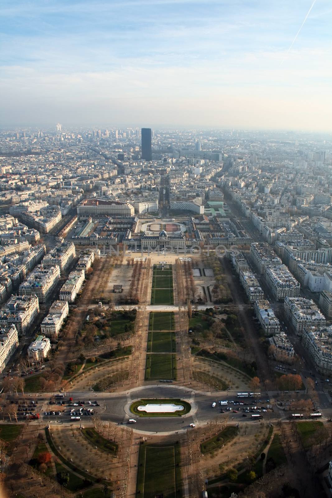 Aerial view at Paris architecture from the Eiffel tower