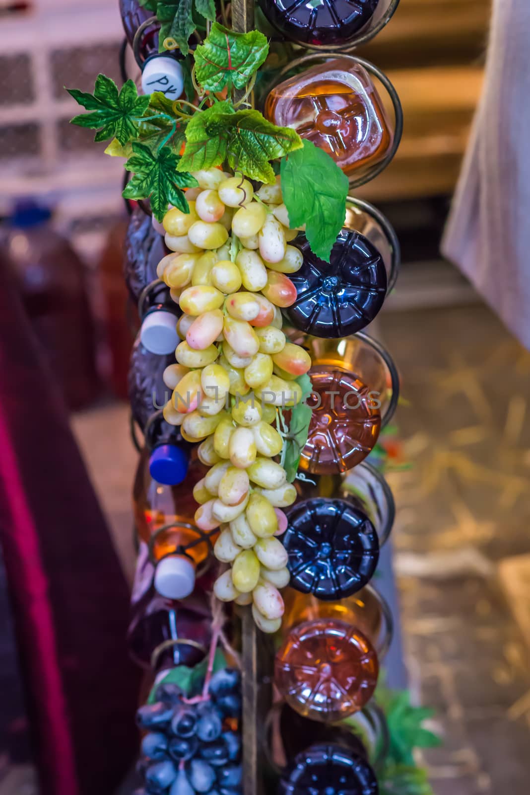 white grape on decorative column on the market for sale
