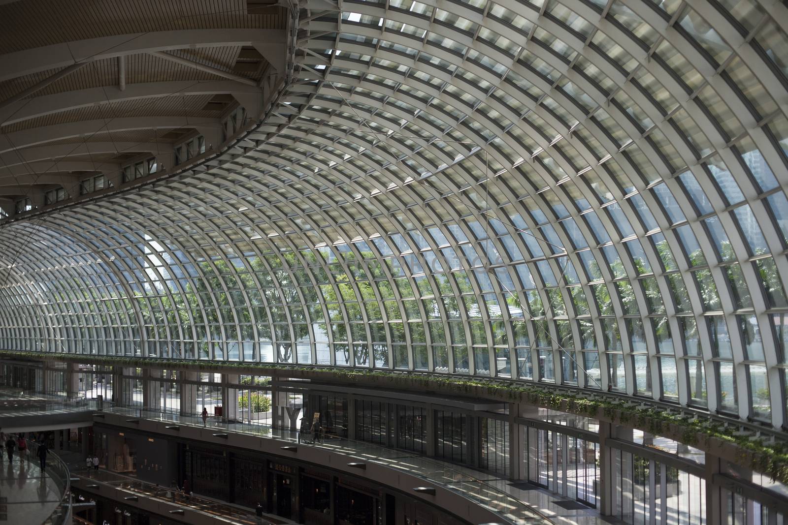 View of the architectural structure  the dome  the The Shoppes at Marina Bay by Vanzyst