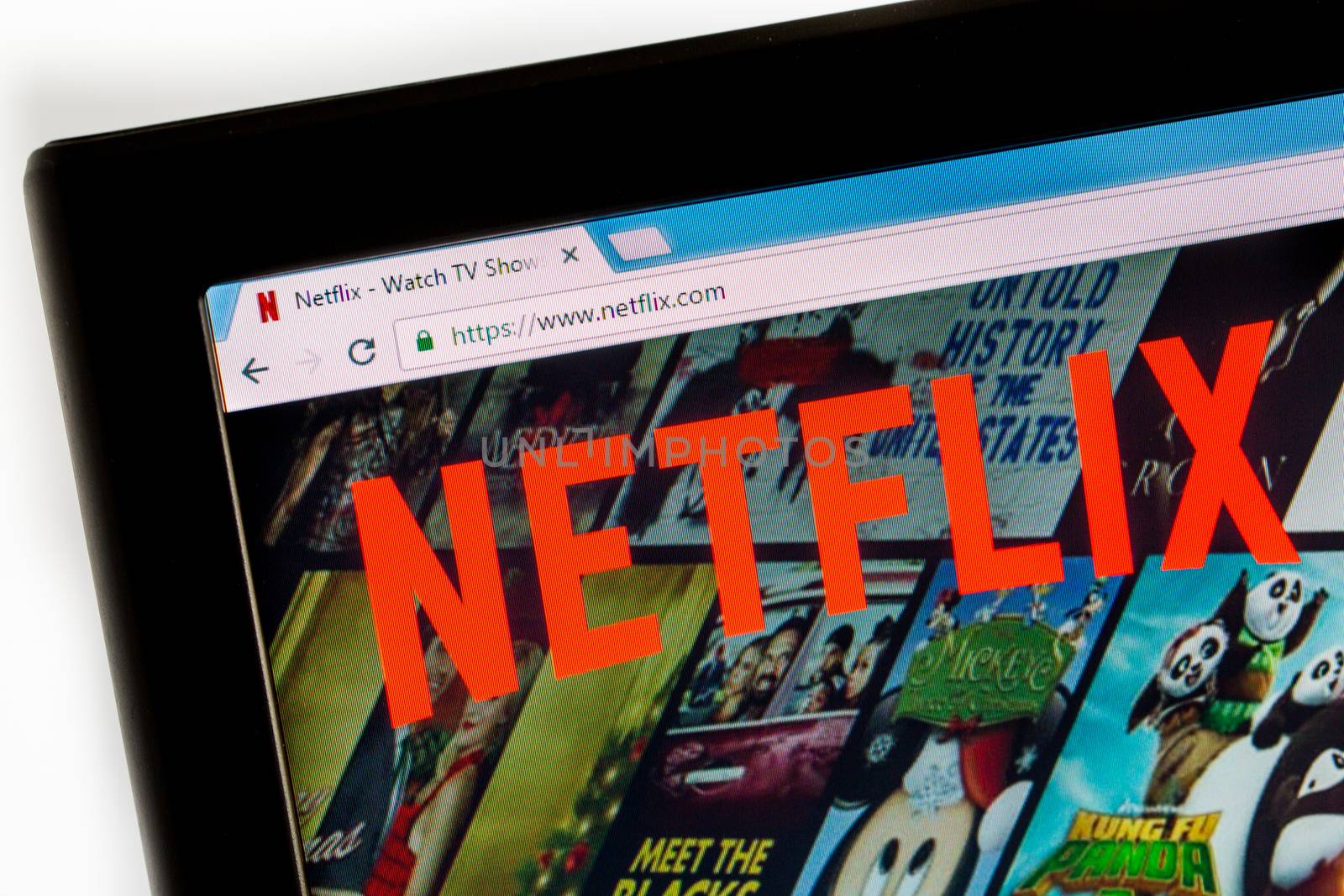 Paris, France - December 15, 2016: Netflix HomePage of Website. Netflix Inc. is an American multinational entertainment company founded on 1997. It specializes in and provides streaming media and video on demand online and DVD by mail.