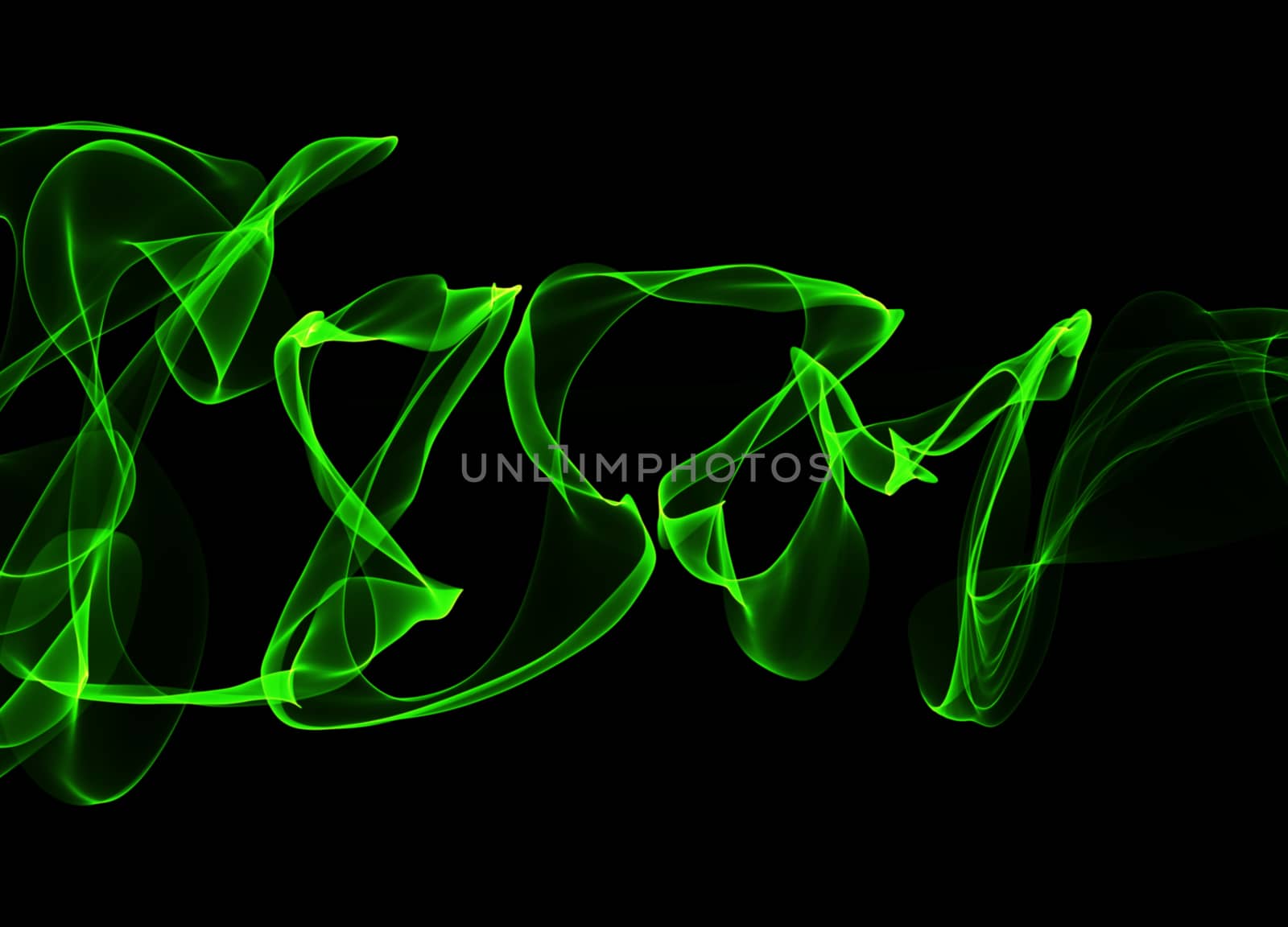 abstract green wavy smoke flame over black background by skrotov