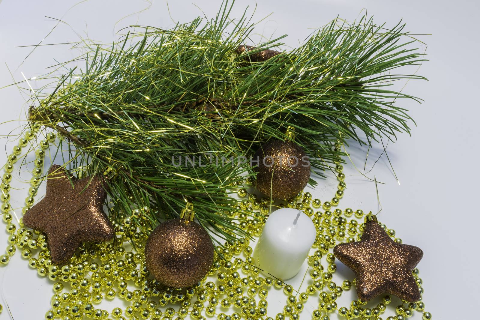 Christmas collection, decorative ornaments, on white background.