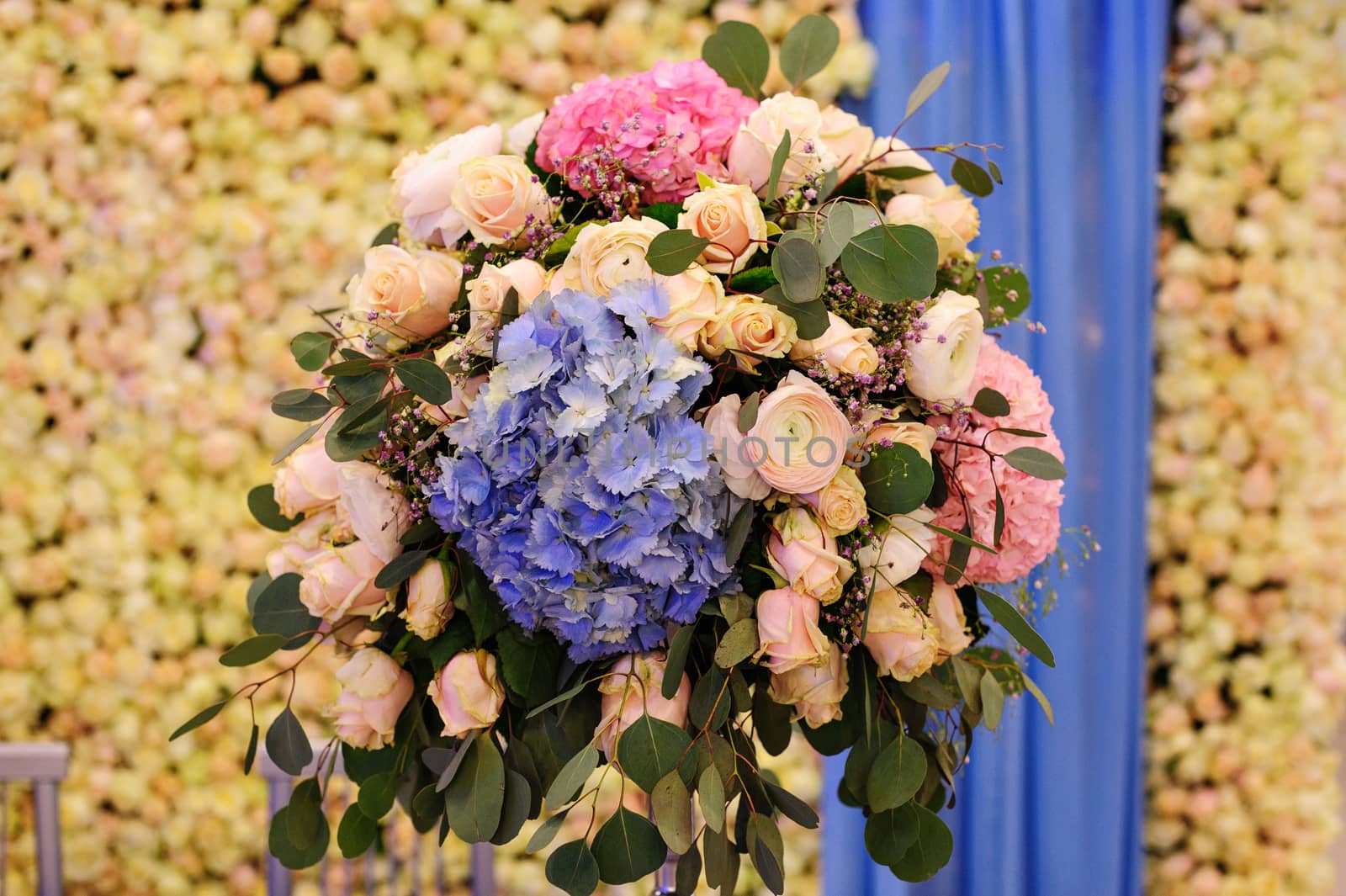 beautiful wedding bouquet on table for restaurant decor