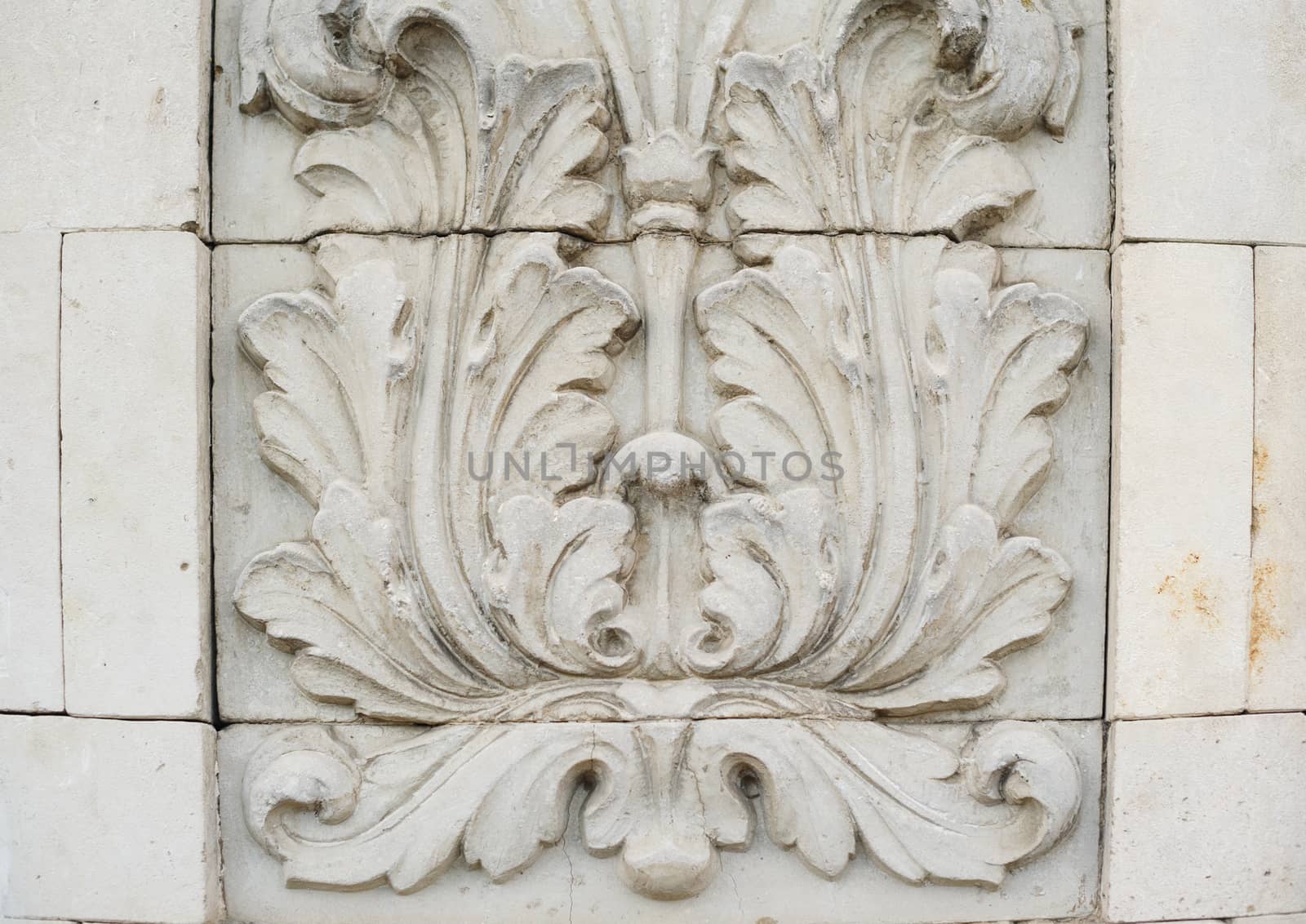 architectural fresco on the wall of the old building