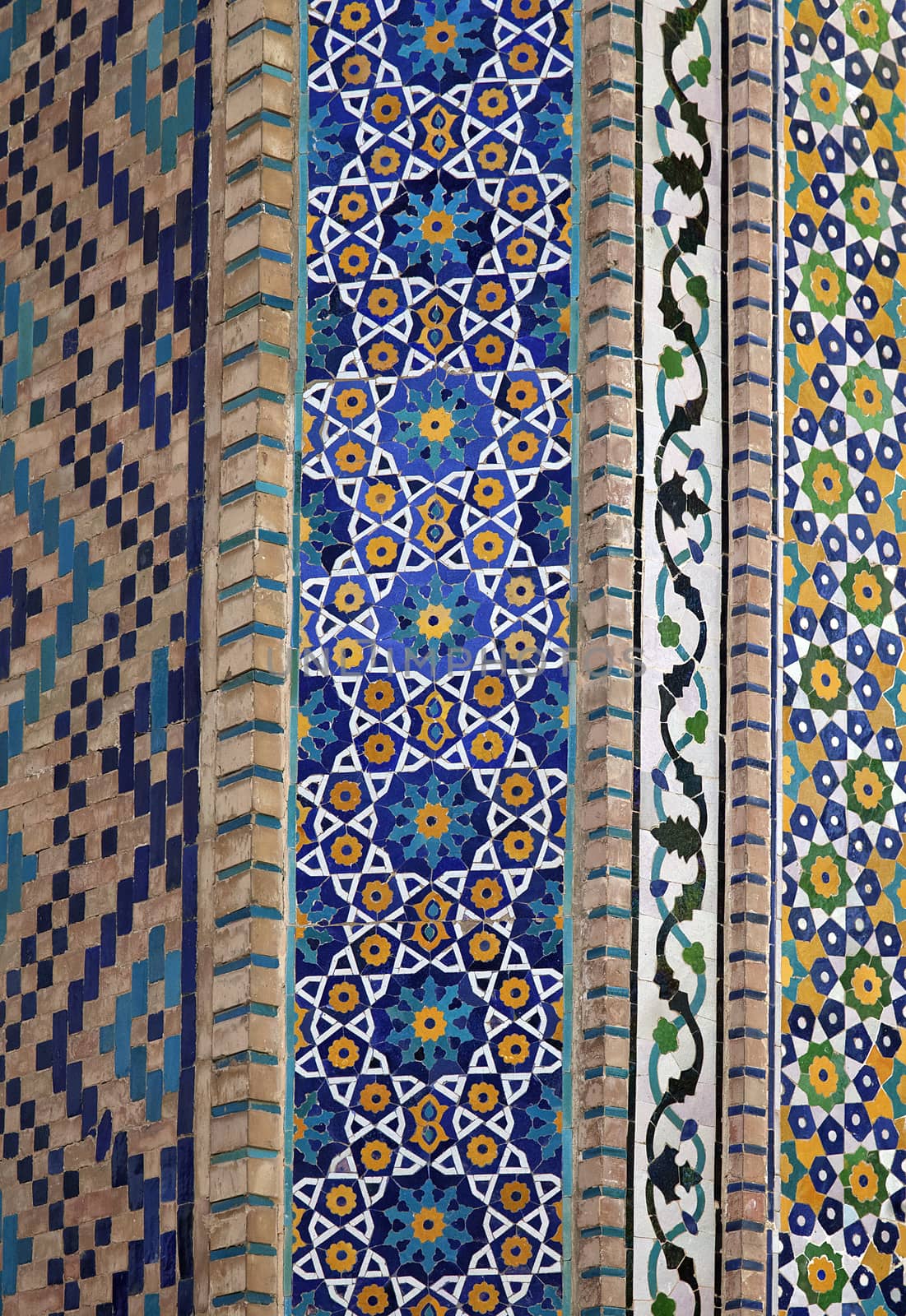 Old Eastern mosaic on the wall of a mosque, Uzbekistan
