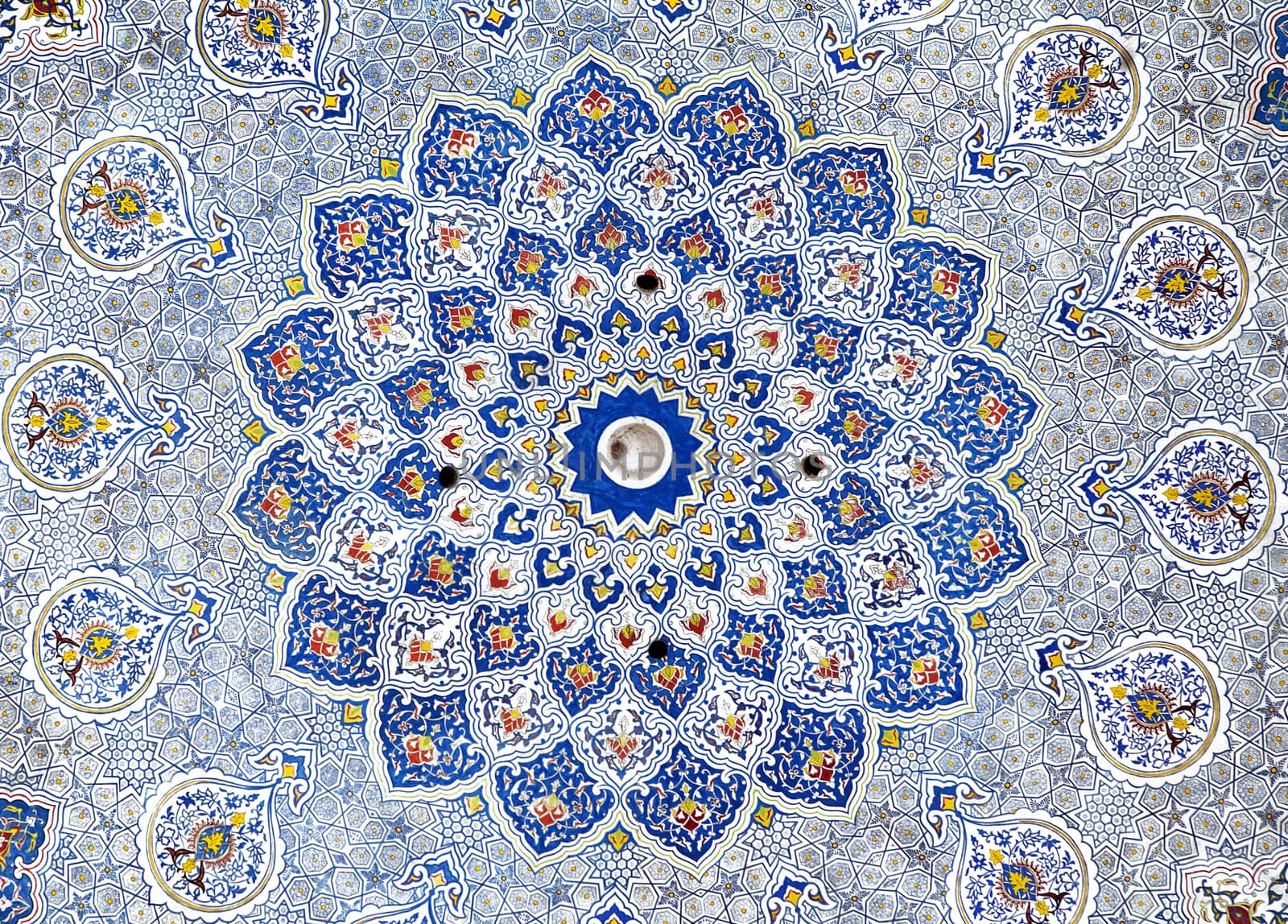 Wall painting of Kok Gumbaz mosque, Shahrisabz, Uzbekistan