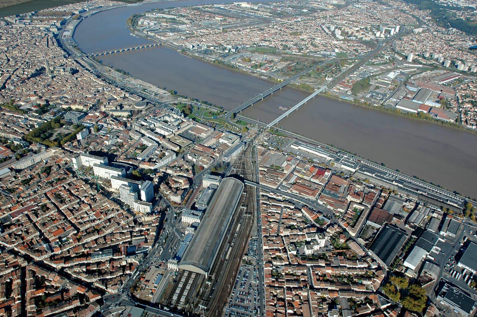 Aerial view of the city of Bordeaux, France