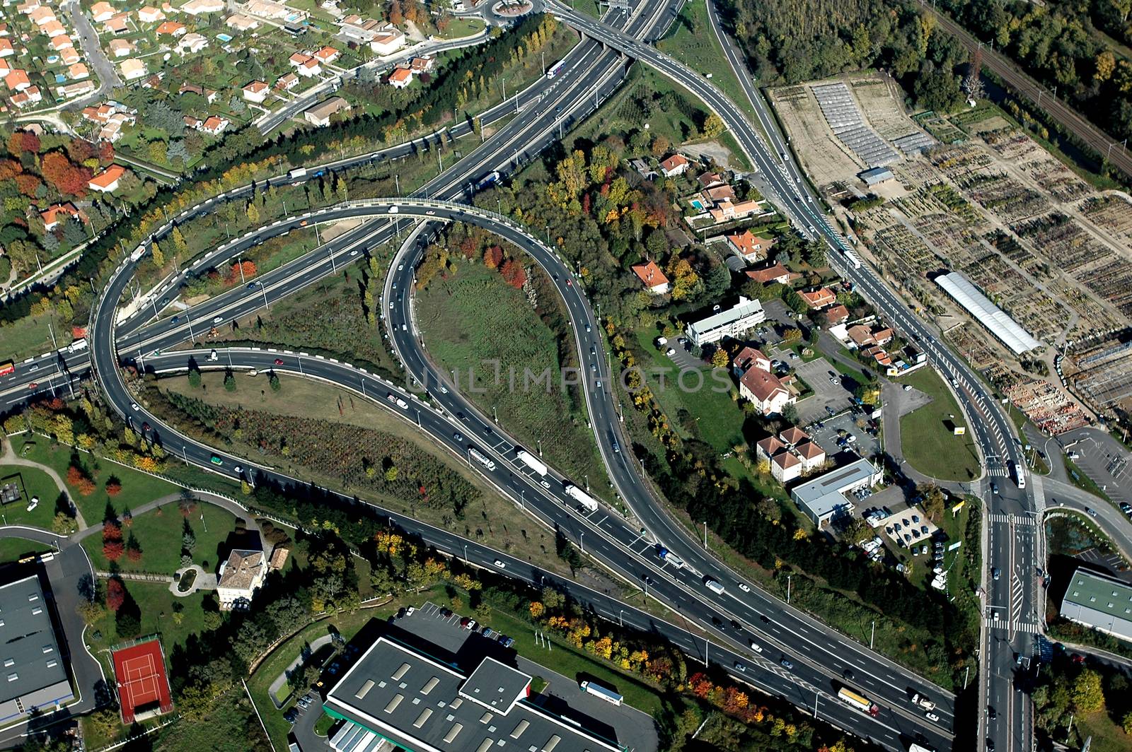Aerial view of highway, Bordeaux, France, Europe