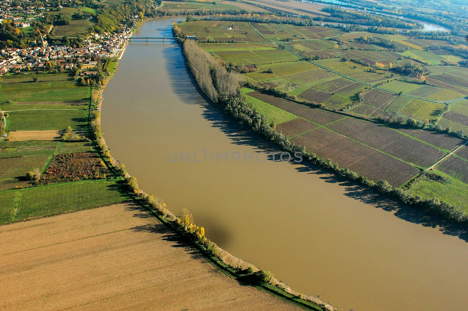 Aerial wiev LangoiranVineyard landscape, Vineyard south west of France, Europe