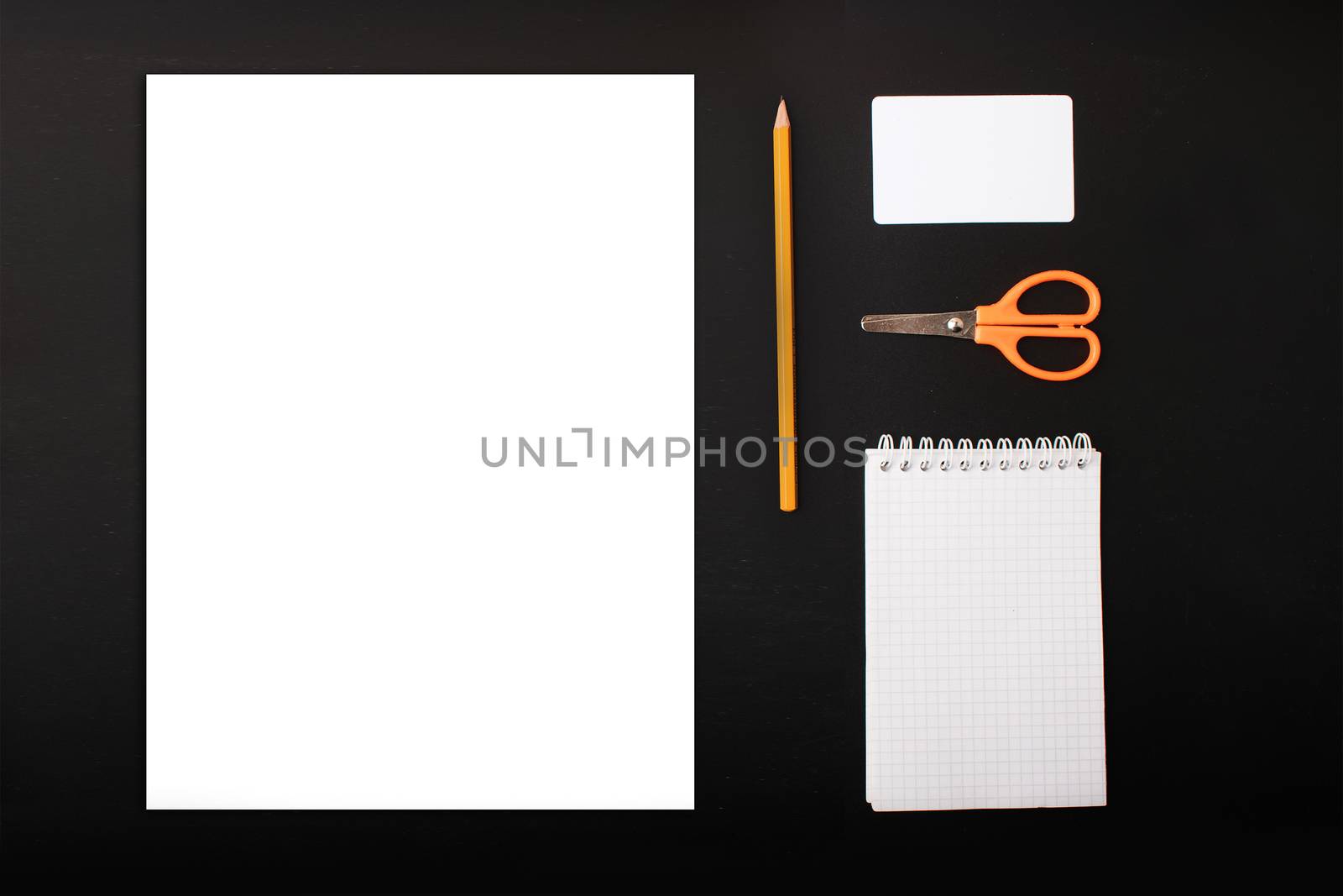 Mock up on the black background. Templates blank with stationery. by Kazimirko