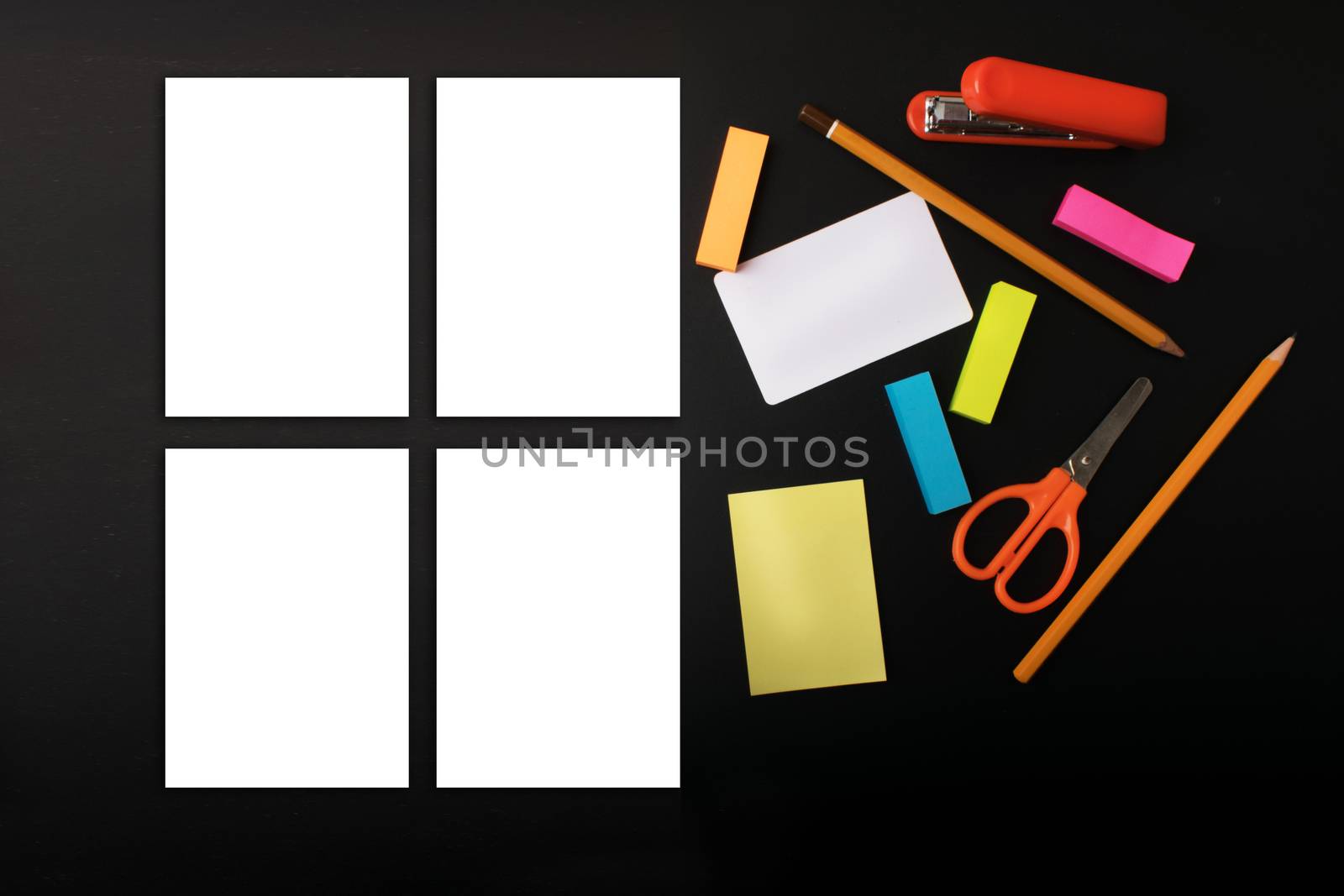 Mock up on the black background. Templates blank with stationery. by Kazimirko