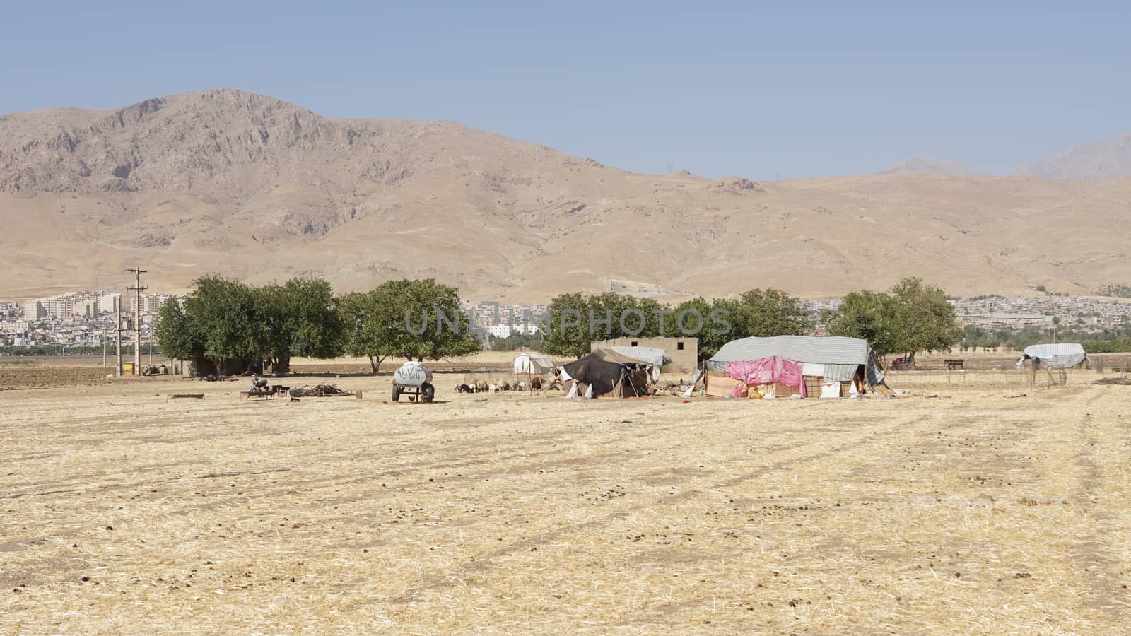 KERMANSHAH, IRAN - OCTOBER 3, 2016: Camp of nomads close to Kermanshah on October 3, 2016 in Iran, Asia