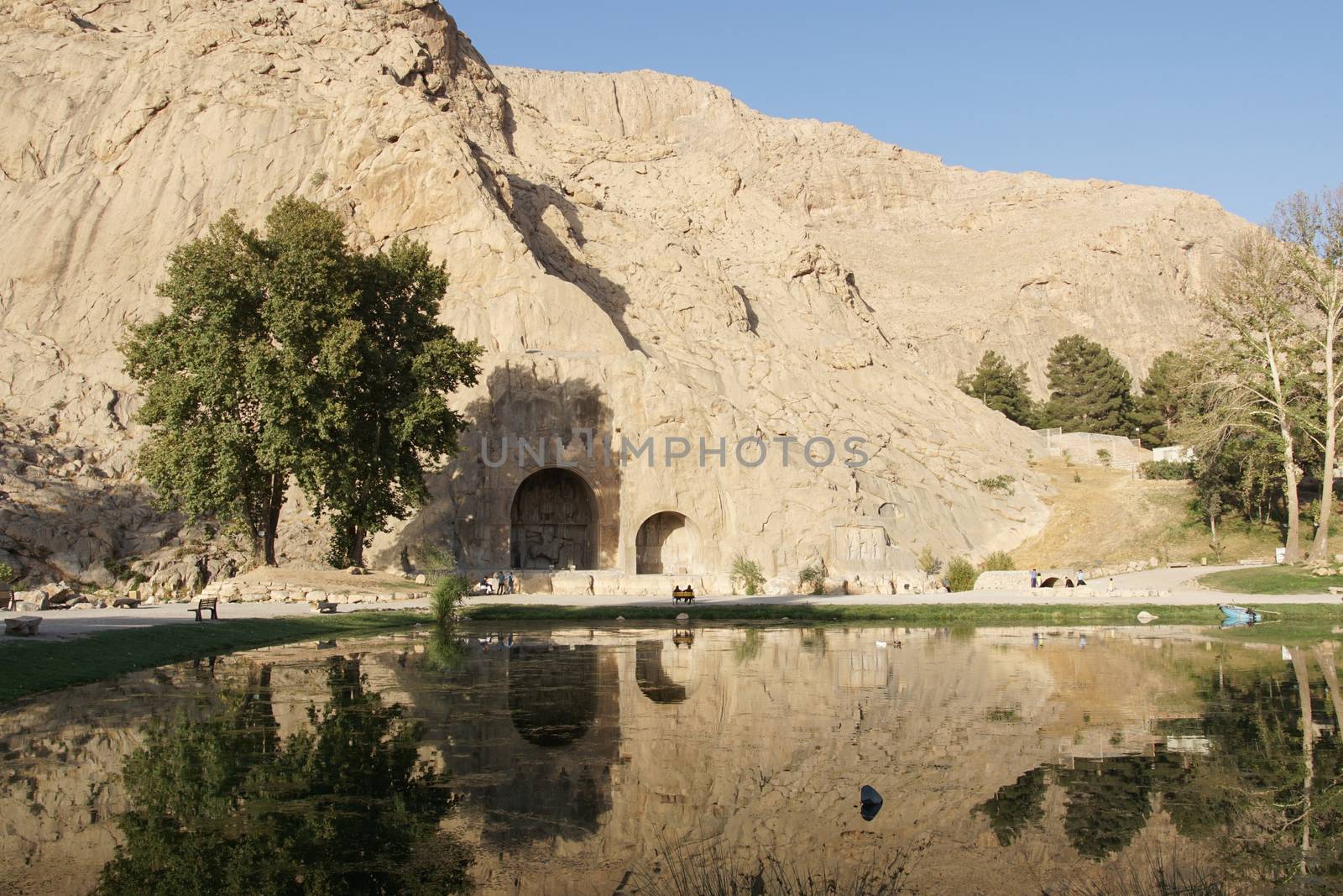 KERMANSHAH, IRAN - OCTOBER 3, 2016: Caves Taq-e Bostan, historical site of Kermanshah on October 3, 2016 in Iran, Asia
