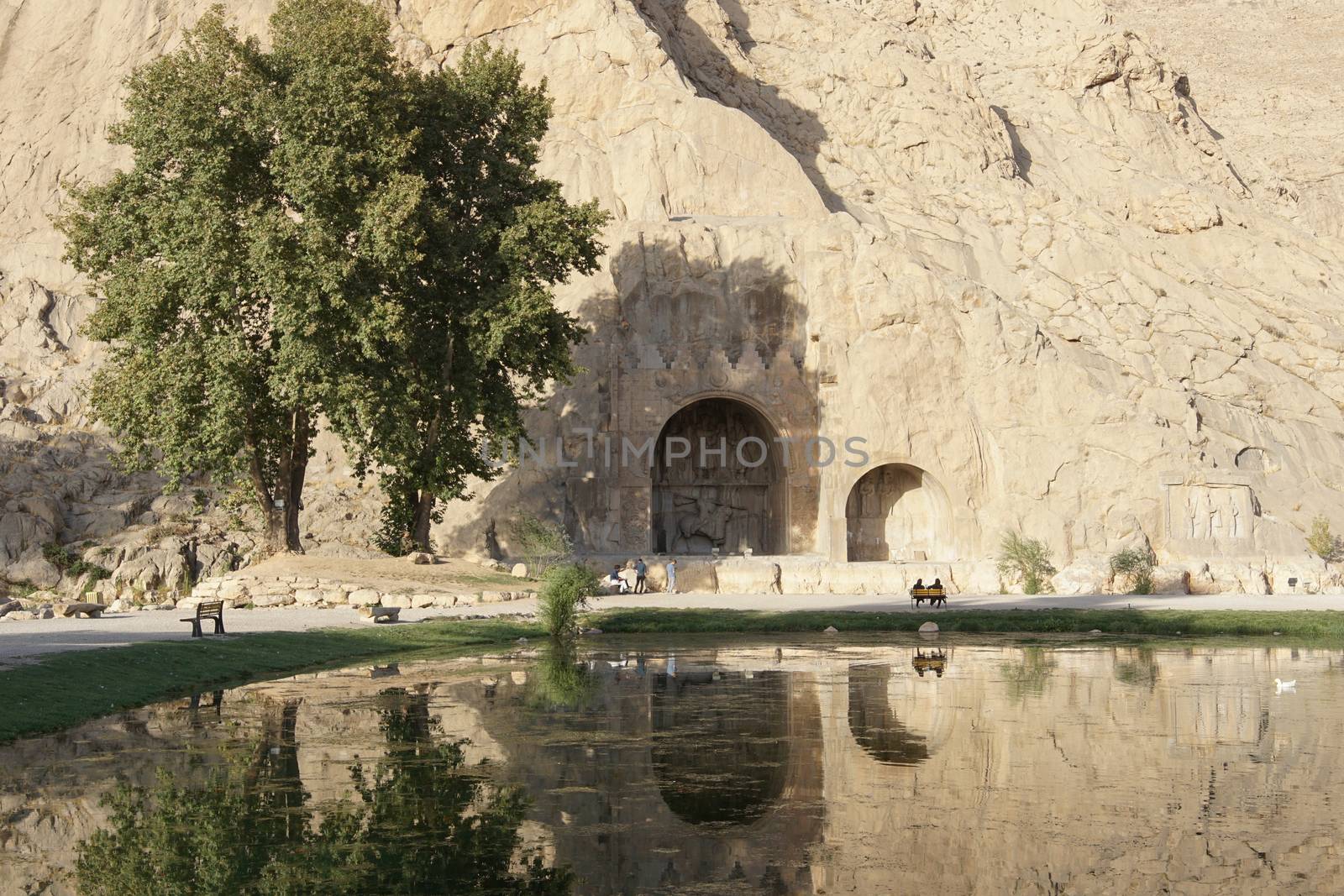 KERMANSHAH, IRAN - OCTOBER 3, 2016: Caves Taq-e Bostan, historical site of Kermanshah on October 3, 2016 in Iran, Asia