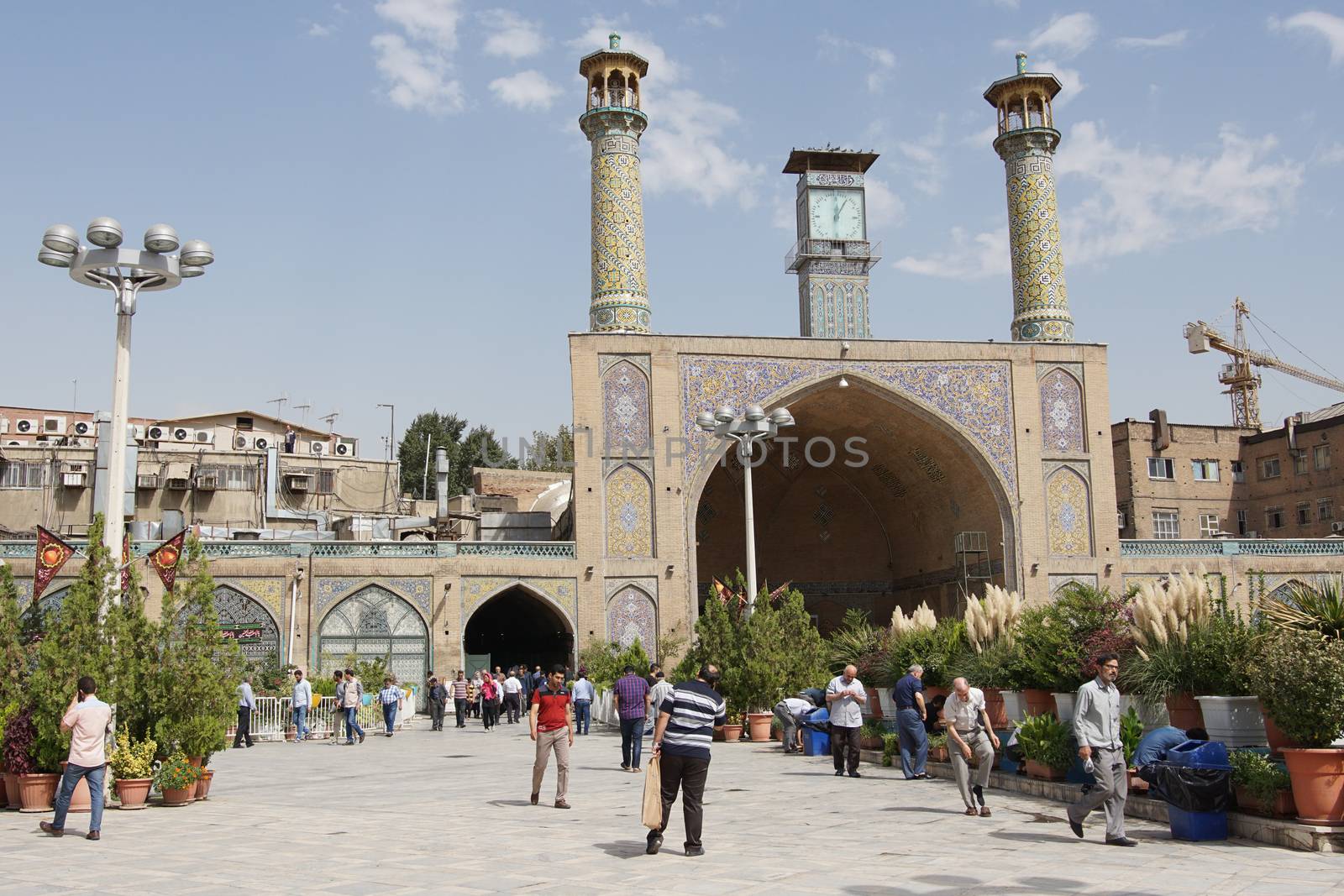 TEHERAN, IRAN - OCTOBER 1, 2016: People in front of the Imam Khomeini Mosque on October 1, 2016 in Teheran, Iran