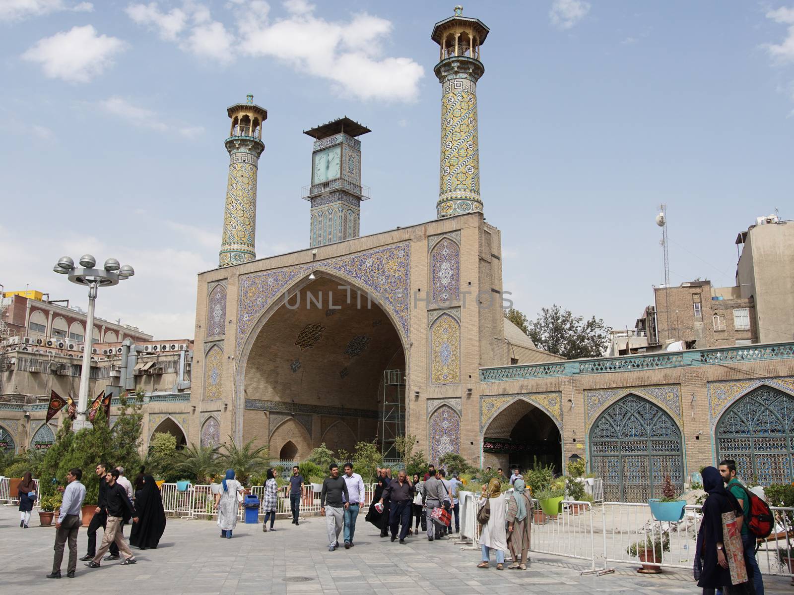 TEHERAN, IRAN - OCTOBER 1, 2016: People in front of the Imam Khomeini Mosque on October 1, 2016 in Teheran, Iran