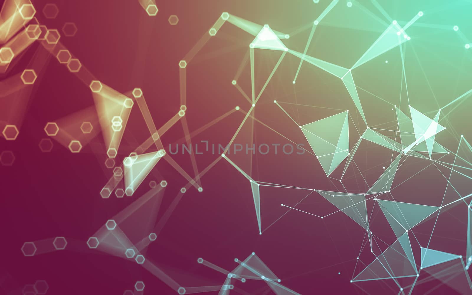 Abstract polygonal space low poly dark background with connecting dots and lines. Connection structure. 3d rendering