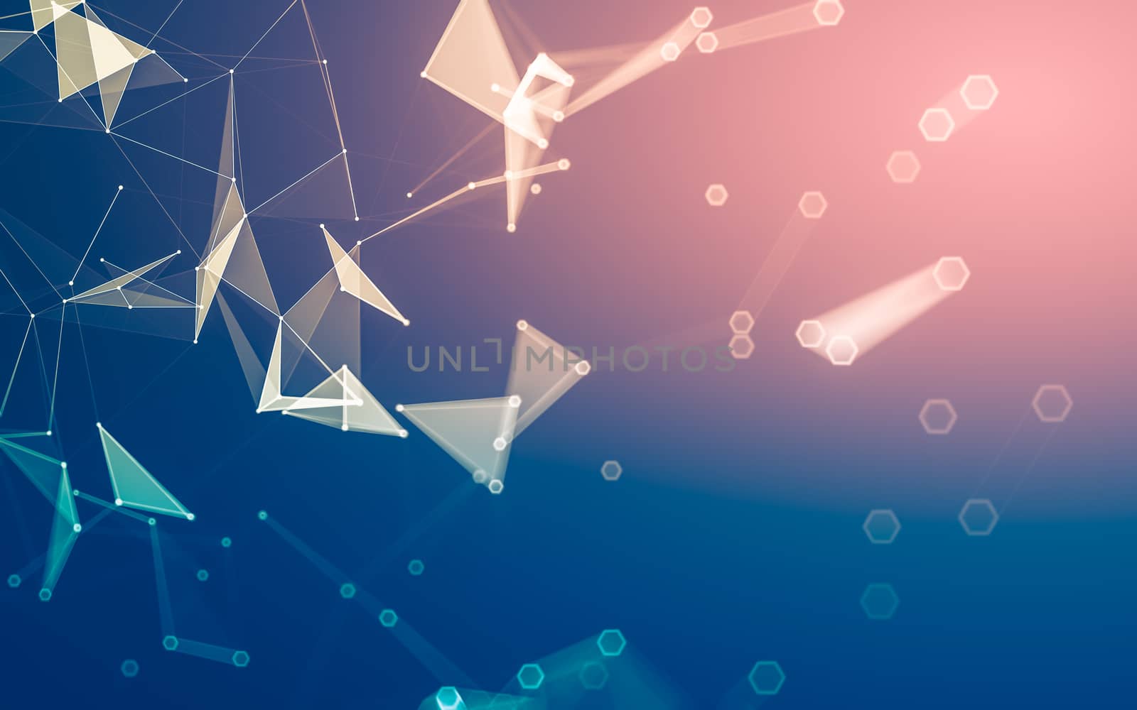 Abstract polygonal space low poly dark background with connecting dots and lines. Connection structure. 3d rendering