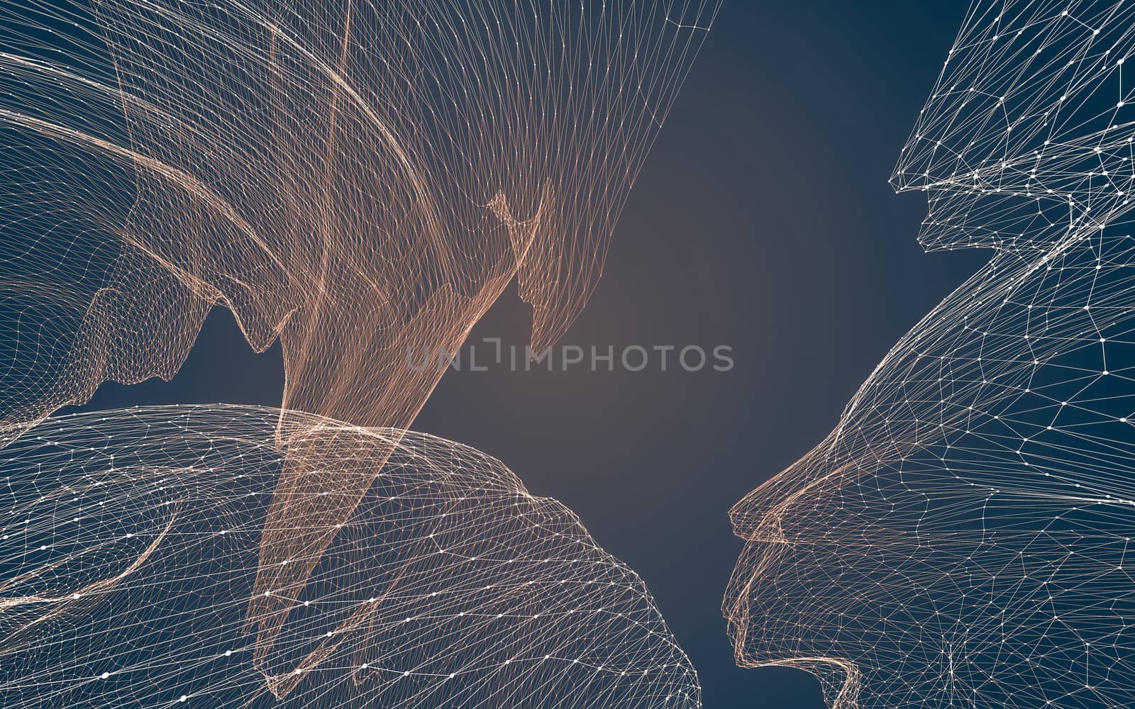 Abstract polygonal space low poly dark background with connecting dots and lines. Connection structure. 3d rendering