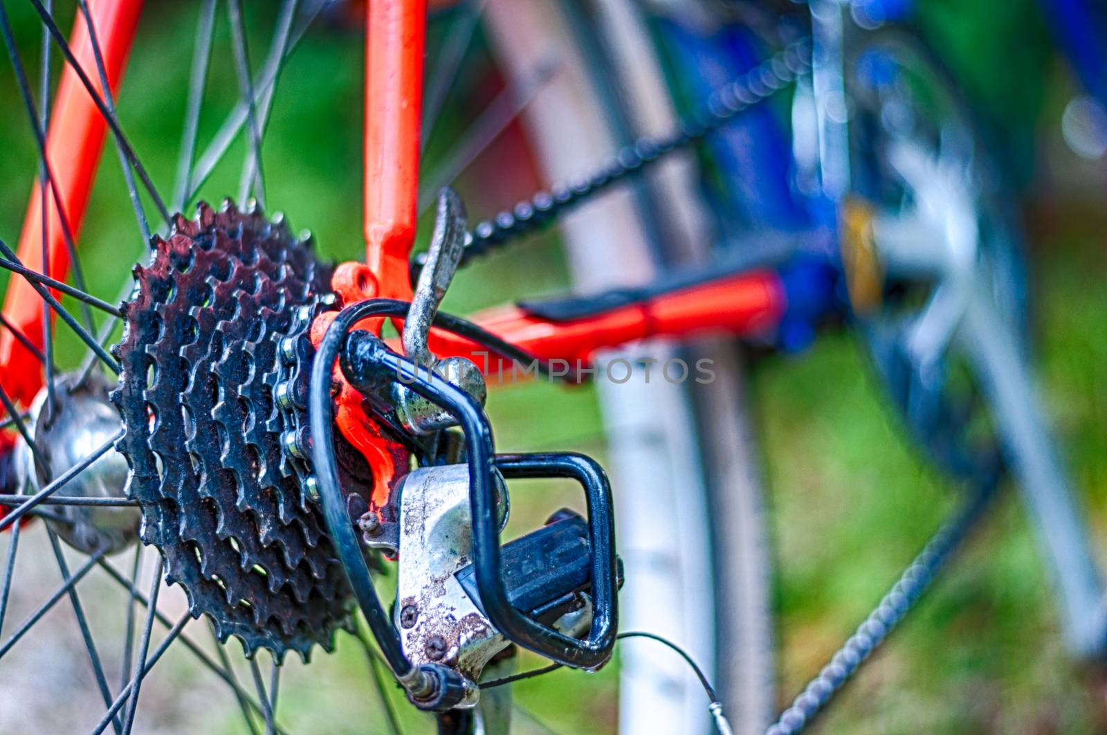 Closeup of mountain bike in a country by replica