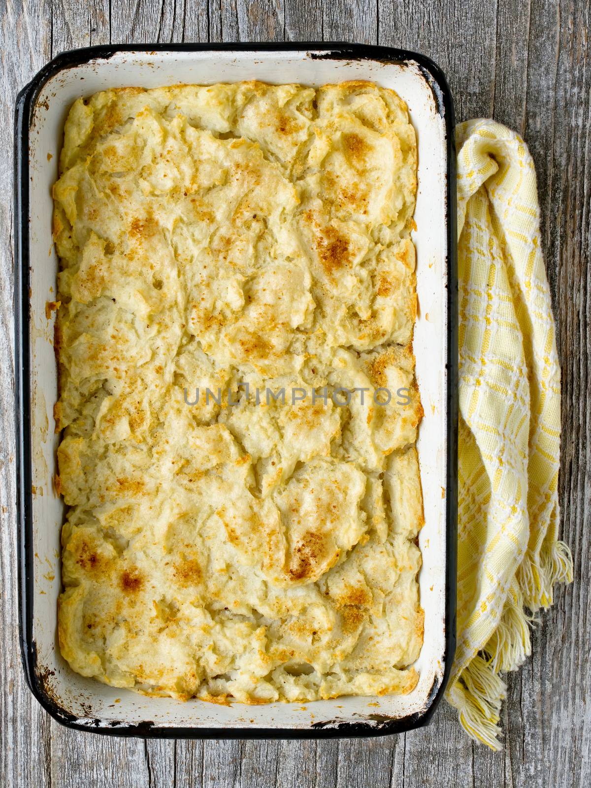 close up of rustic english fish pie