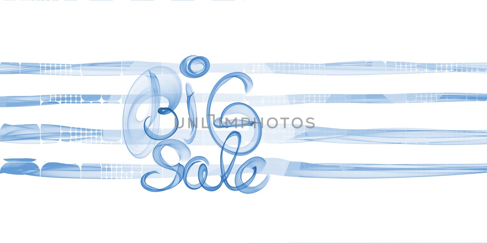 Big sale lettering written with blue smoke or flame on white striped abstract background by skrotov