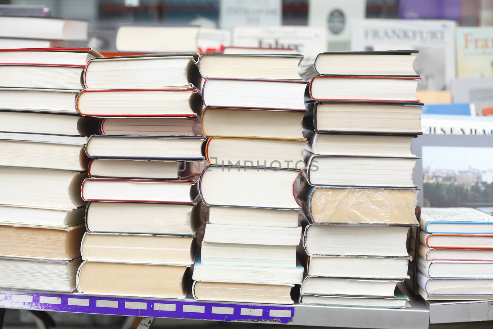 staked Books on a book stall